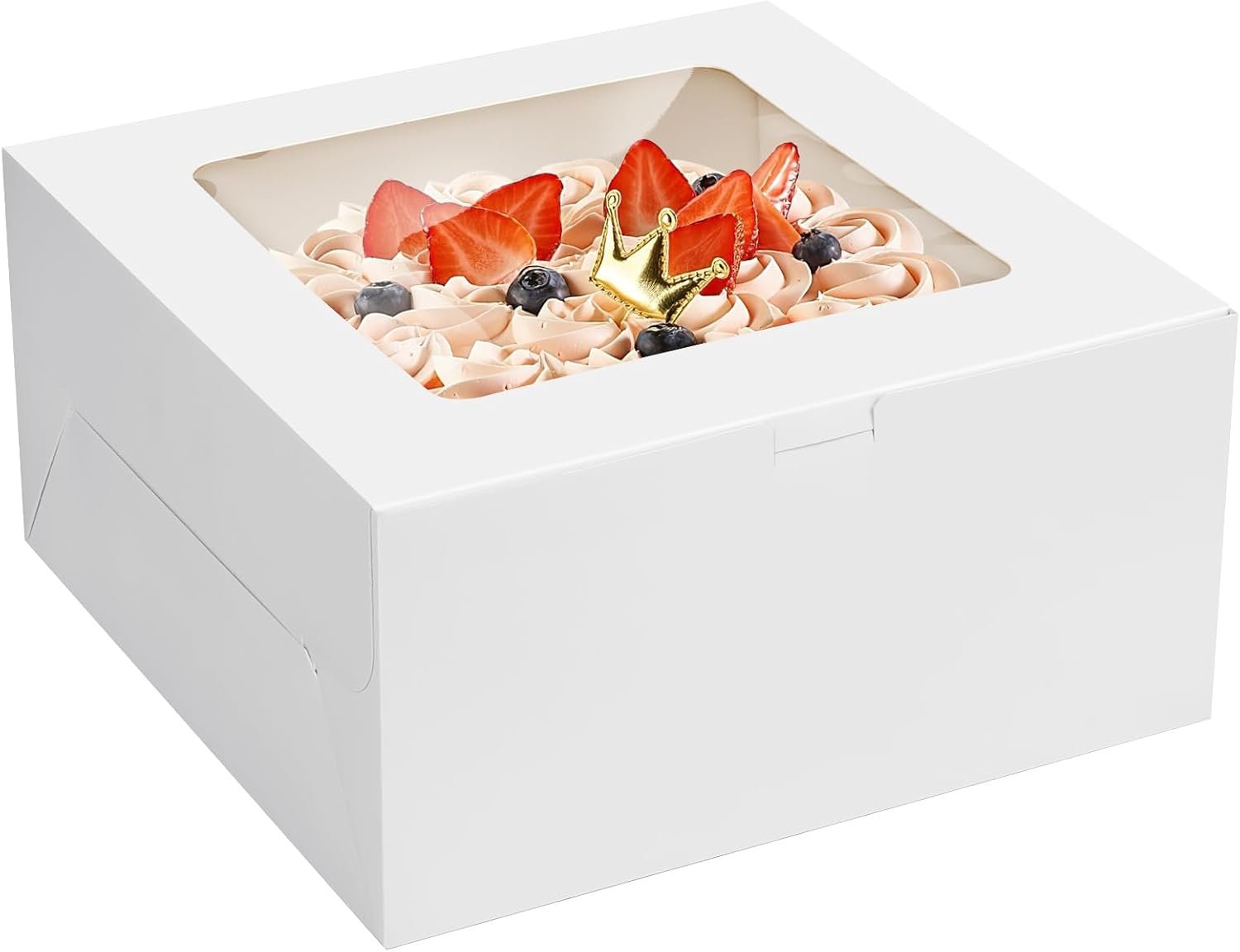 Großhandel 4er Pack Kuchenboxen 10 Zoll, weiße Backboxen mit großem Fenster für Cookies, Torten, Cupcakes, Gebäck (10×10×5 Zoll), individuell bedruckbar, Hersteller für Backbedarf.