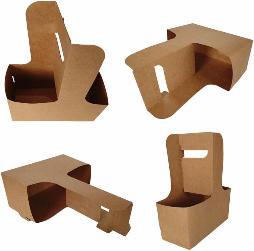 Großhandel 2 Becher Getränketräger mit Griff, faltbarer und tragbarer Pappbecherhalter für heiße kalte Getränke, Individuelles Logo für Take-Away Kaffee, Milchtee, Säfte (24er Pack) OEM Lieferant