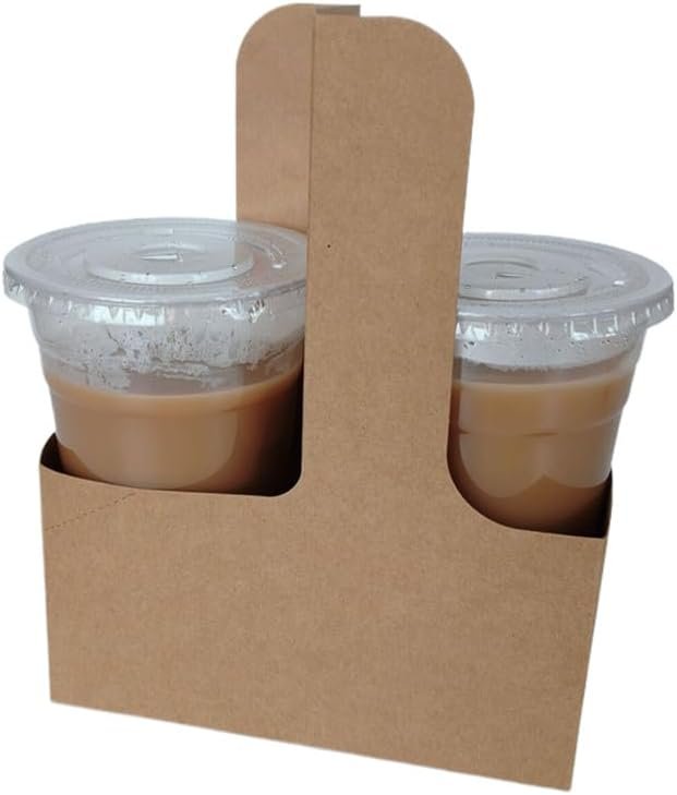 Großhandel 2 Becher Getränketräger mit Griff, faltbarer und tragbarer Pappbecherhalter für heiße kalte Getränke, Individuelles Logo für Take-Away Kaffee, Milchtee, Säfte (24er Pack) OEM Lieferant