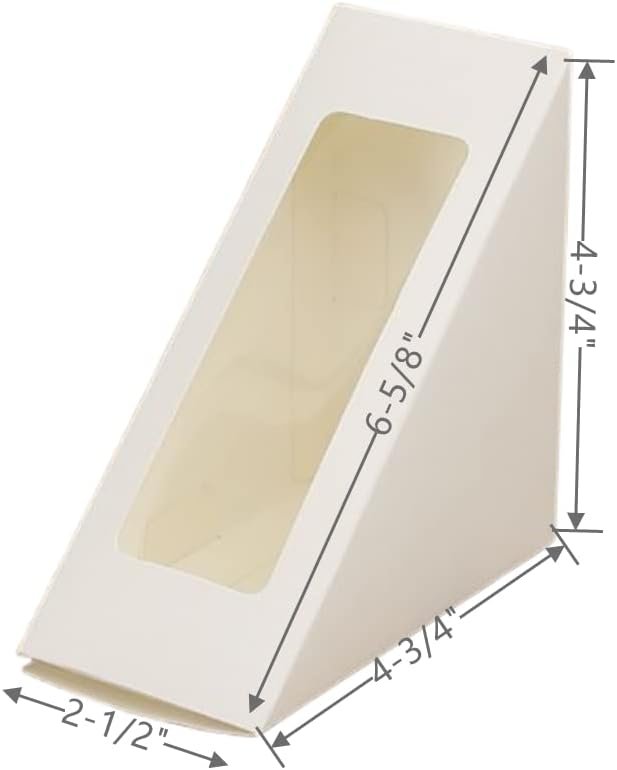 Großhandel Sandwich-Papierboxen 100 Stück, umweltfreundliche Takeaway-Wedge-Box mit Sichtfenster für Bäckerei und Restaurant, individuelle Logo-Möglichkeiten, Hersteller für Großmenge (Mittelgröße, Weiß)