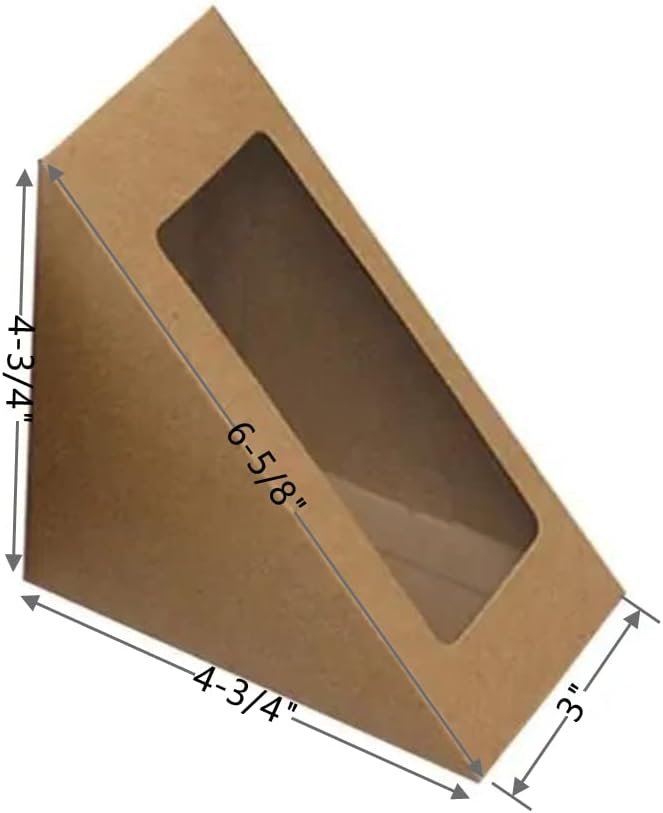 Individuelles Logo Sandwichpapierboxen 50 Stück, umweltfreundliche Sandwich-Wedge-Box mit Sichtfenster für die Bäckerei, Restaurant Takeaway-Service, vom Hersteller.