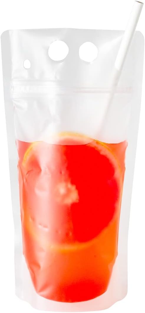 Großhandel 100 doppelte Reißverschluss Drink Pouches 5,1 x 1,6 Zoll - Hersteller für individuelle Logos und tamper-evidente, transparente Getränketüten in Bulk.