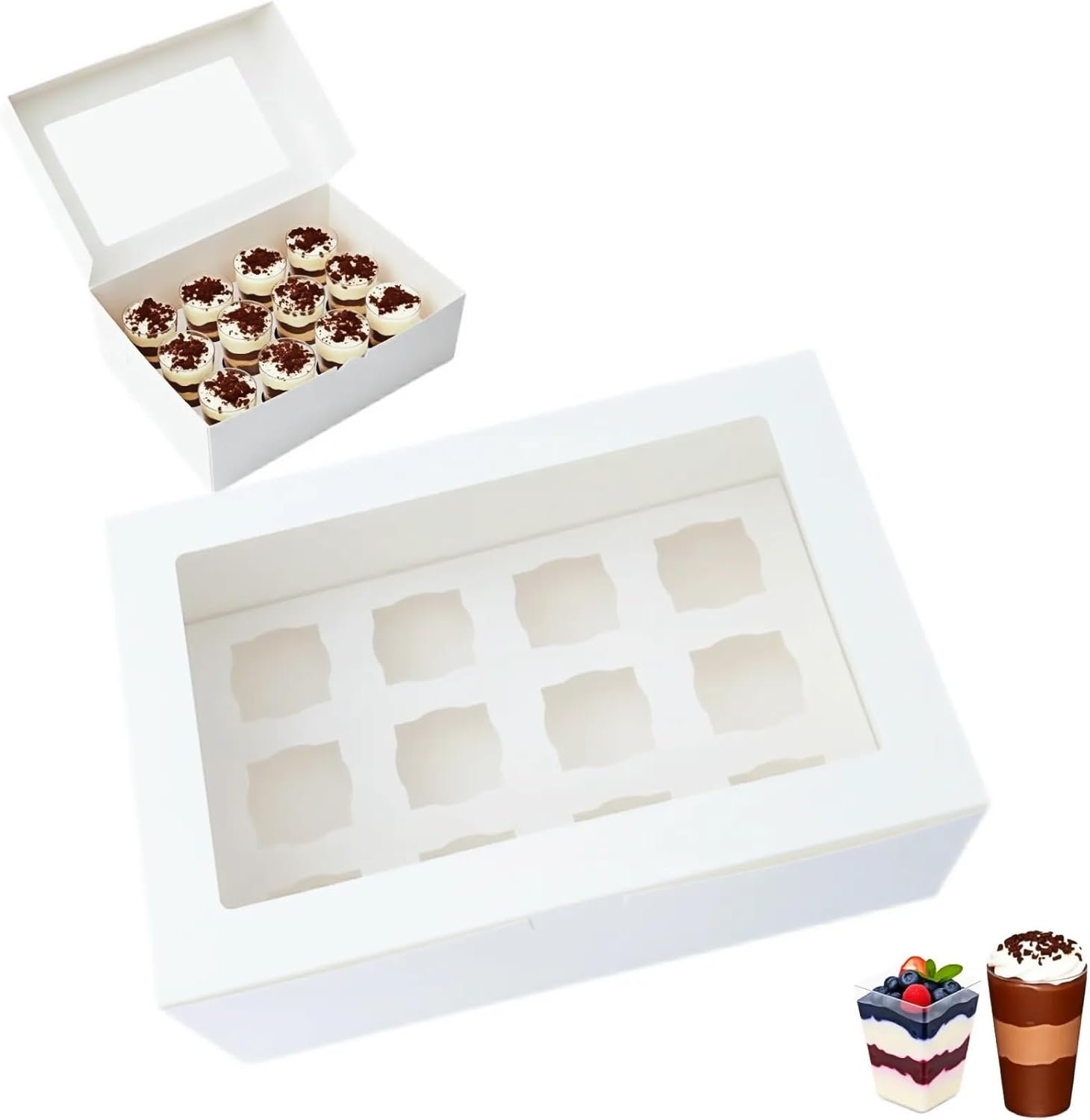 Großhandel Dessert Shooter Boxen, 6er-Pack, Fassungsvermögen 12 Stück 5 oz Dessert Shooter, ein Hersteller von hochwertigen Lebensmittel-Transportbehältern mit individuellem Logo.