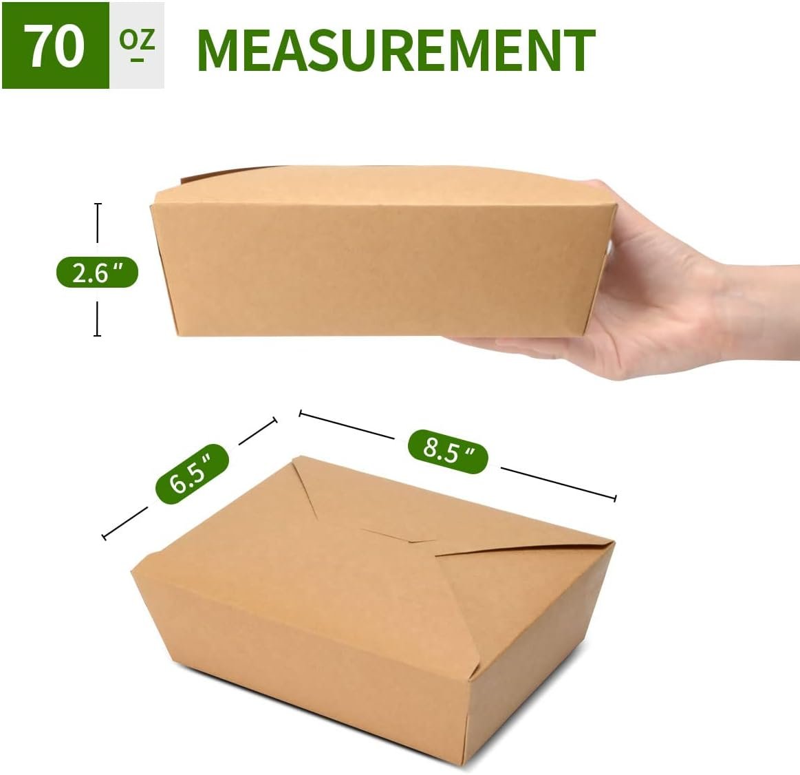 Individuelles Logo 50 Pack 70 oz große Take Out Lebensmittelbehälter - mikrowellengeeignete Kraftpapier To Go Box #3 - Papier Lunch Box Karton Take Out Box für Restaurant, Haushalt, Party vom Lieferant.