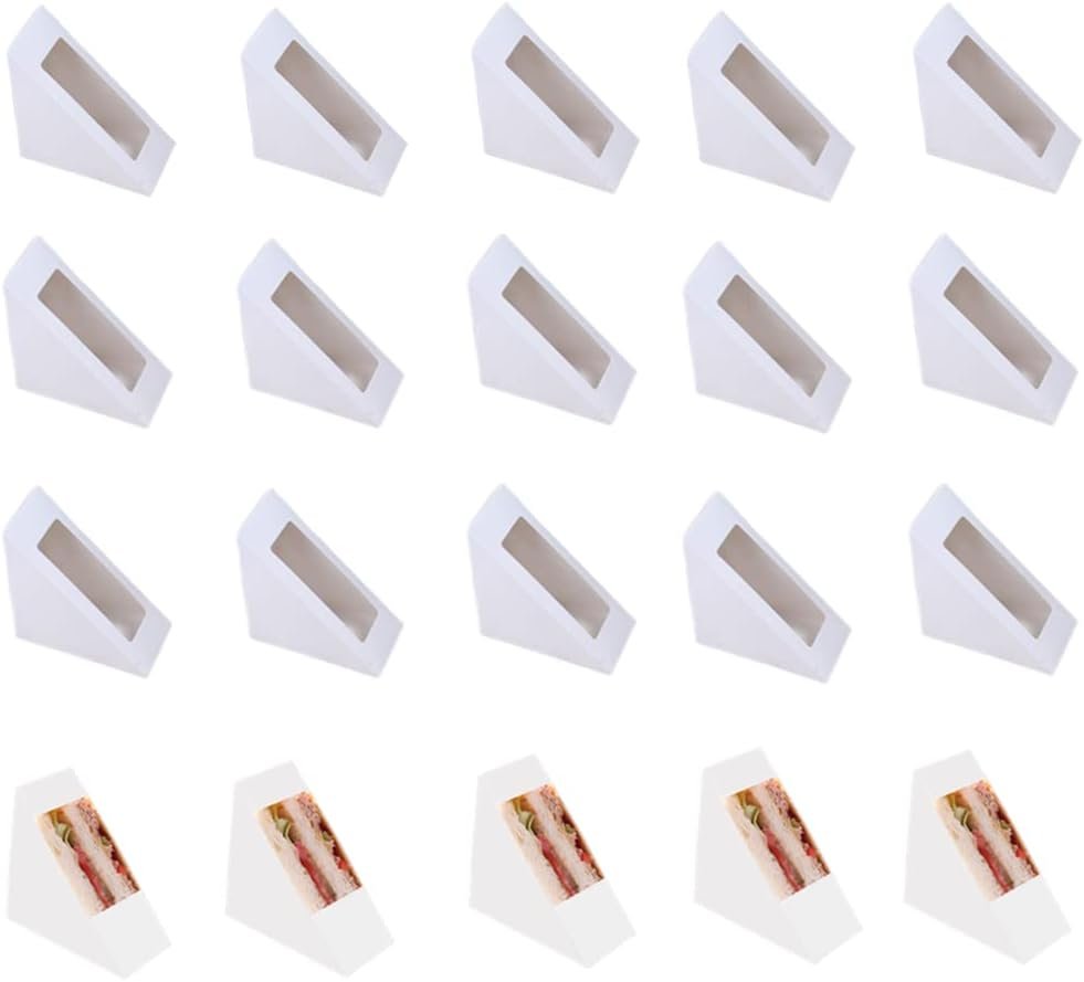 Großhandel Sandwich-Papierboxen 100 Stück, umweltfreundliche Takeaway-Wedge-Box mit Sichtfenster für Bäckerei und Restaurant, individuelle Logo-Möglichkeiten, Hersteller für Großmenge (Mittelgröße, Weiß)