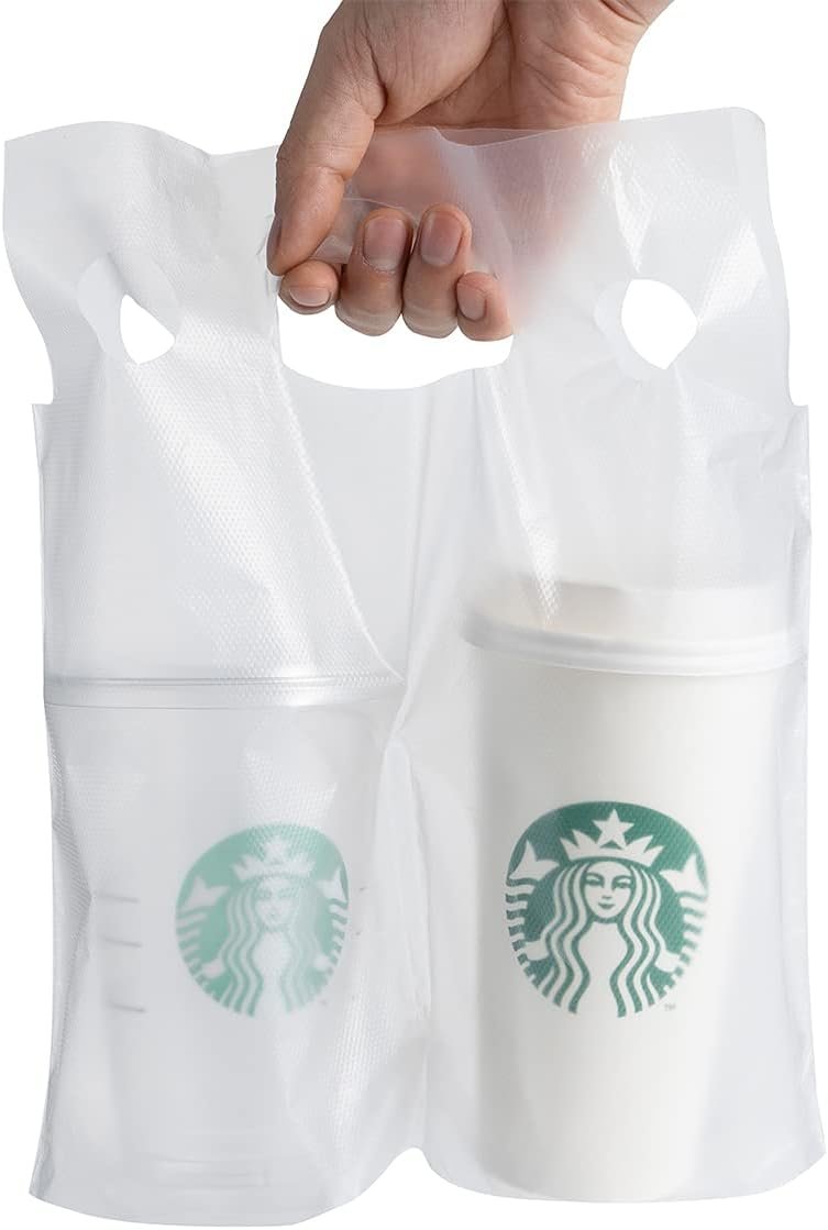 Großhandel 100er-Pack klare Plastikbeutel für Getränke bis zu 32 oz, OEM 2 Tassen Getränketräger für Lieferung und Take-Out, Hersteller von Einwegverpackungen