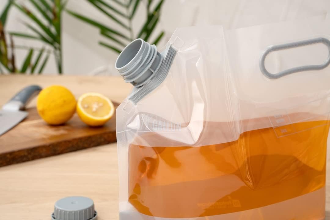 Großhandel 10 Trinkbeutel - faltbare 1/2 Gallone Wasserbehälter mit klaren Plastikgetränketüten, Hersteller von tamper-evident Deckeln und individuellem Logo für Catering-Events, Camping oder Wandern, langlebiger Griff