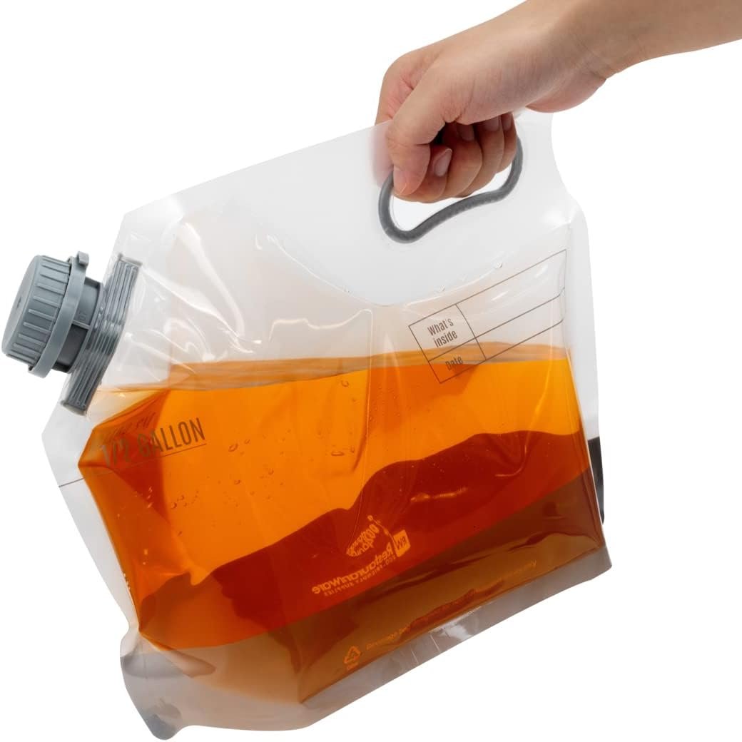 Großhandel 10 Trinkbeutel - faltbare 1/2 Gallone Wasserbehälter mit klaren Plastikgetränketüten, Hersteller von tamper-evident Deckeln und individuellem Logo für Catering-Events, Camping oder Wandern, langlebiger Griff