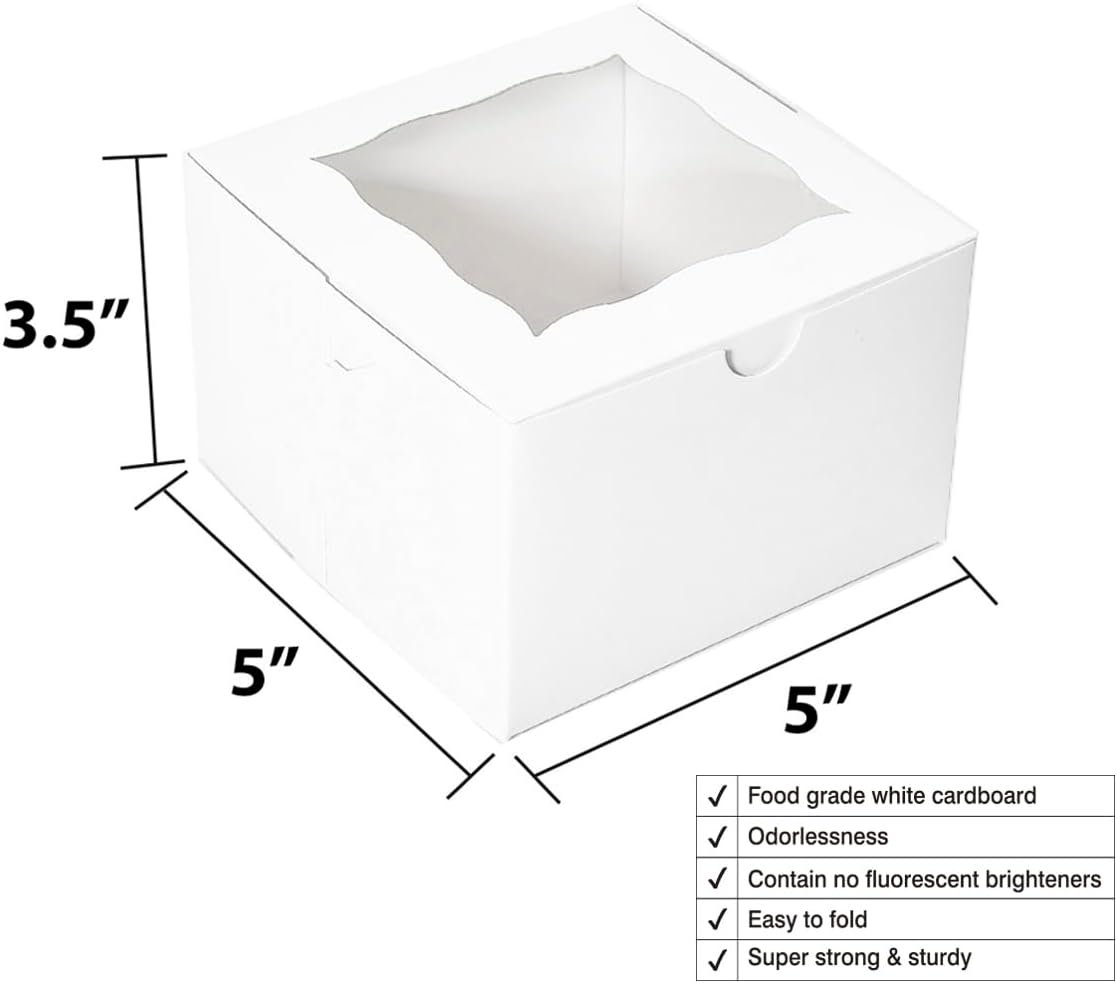 Großhandel Premium Weiß Kuchenboxen 5x5x3,5 Zoll [50 Pack] für Mini Bundt-Kuchen und individuelle Käsekuchen, individuelles Logo, Hersteller für Verpackungen in Großmenge