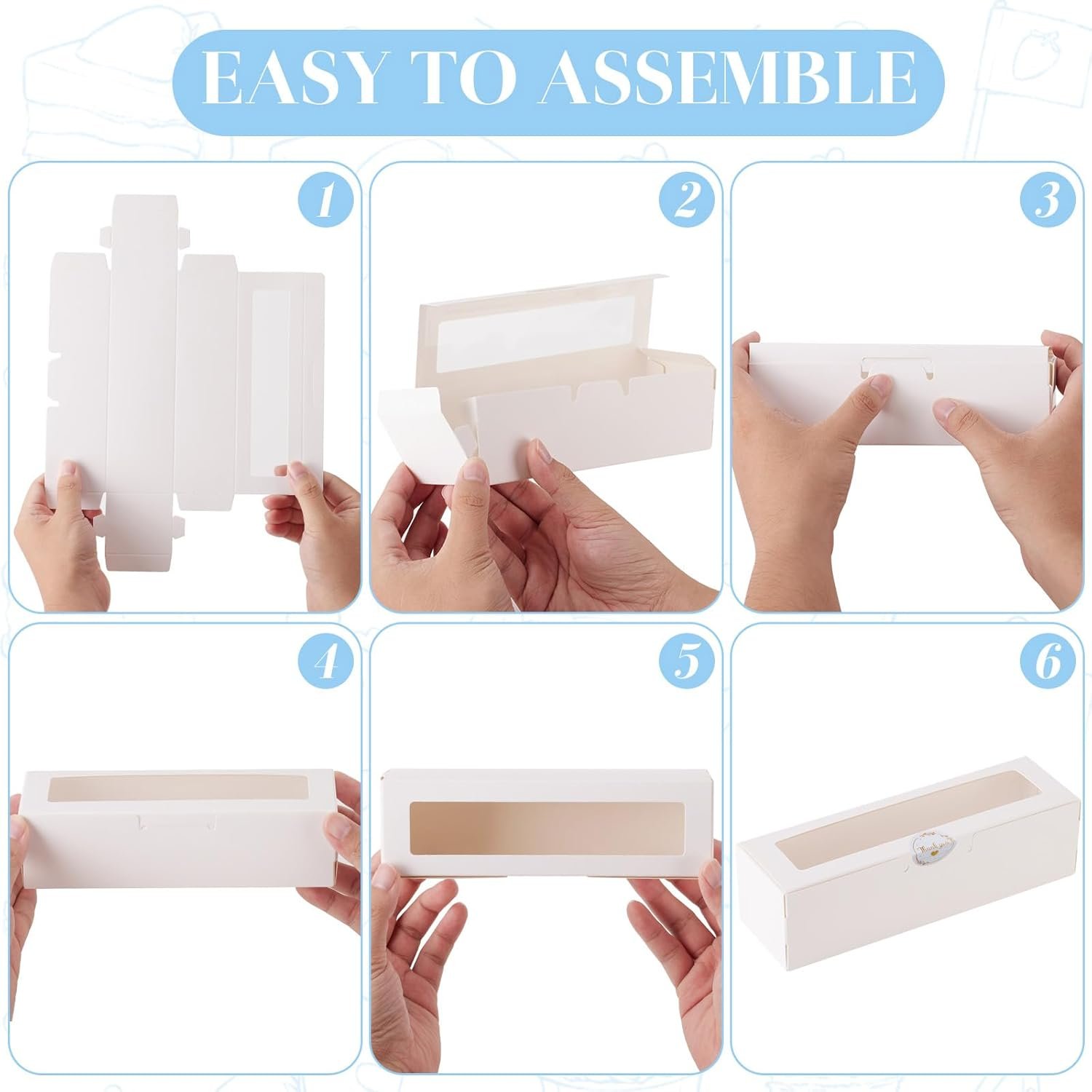 Großhandel 20er Pack Macaronboxen mit Fenster - 7,3x2x2 in Verpackungsbehältern für 6-8 Stück, kleine Keks-, Süßigkeits- und Trüffelboxen für Geschenke, individuell bedruckbar, direkt vom Hersteller