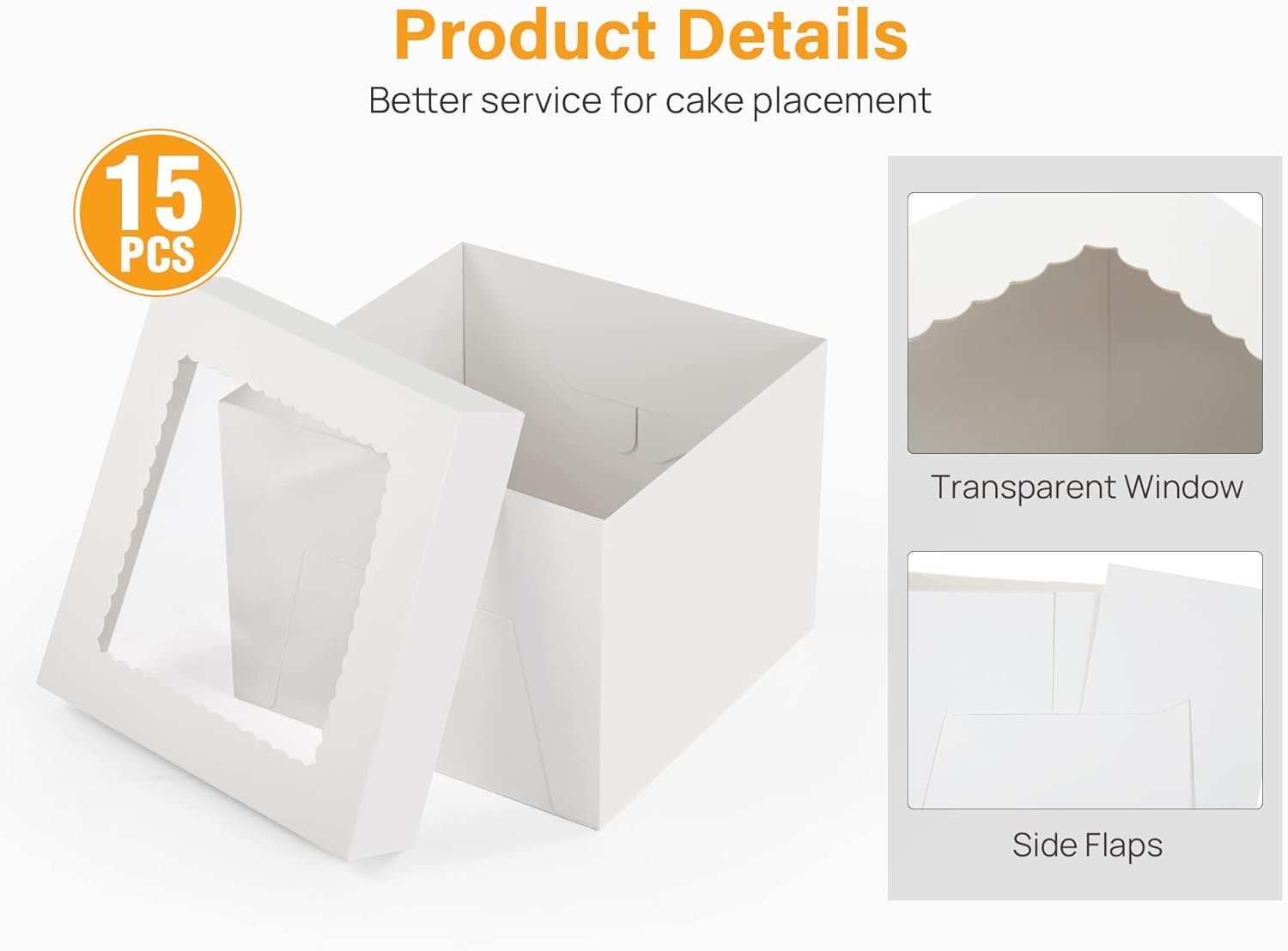 Großhandel 15 Stück Kuchenboxen, 10x10x8 Zoll hohe Kuchenbox mit Fenster, weiße Bäckereiboxen, große Kasten aus Karton für mehrschichtige Kuchen, OEM und dekorative Kuchenutensilien für Geschenke