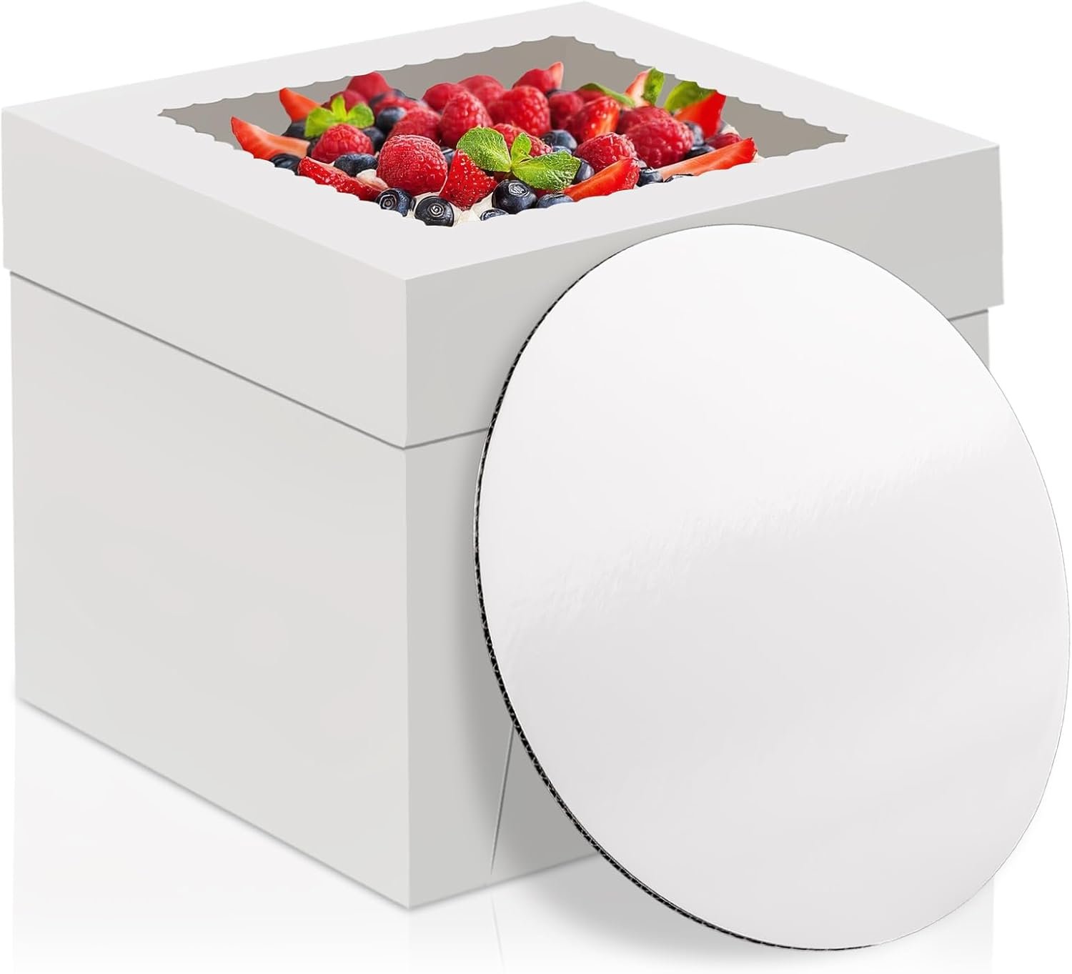 Großhandel 10 Zoll Kuchenbox mit Fenster für Cookies, Torten und Cupcakes, 2 Pack Einweg Kuchenbehälter, Individuelles Logo, Transportcontainer für Backwaren (10×10×8 Zoll), Hersteller für Großmenge