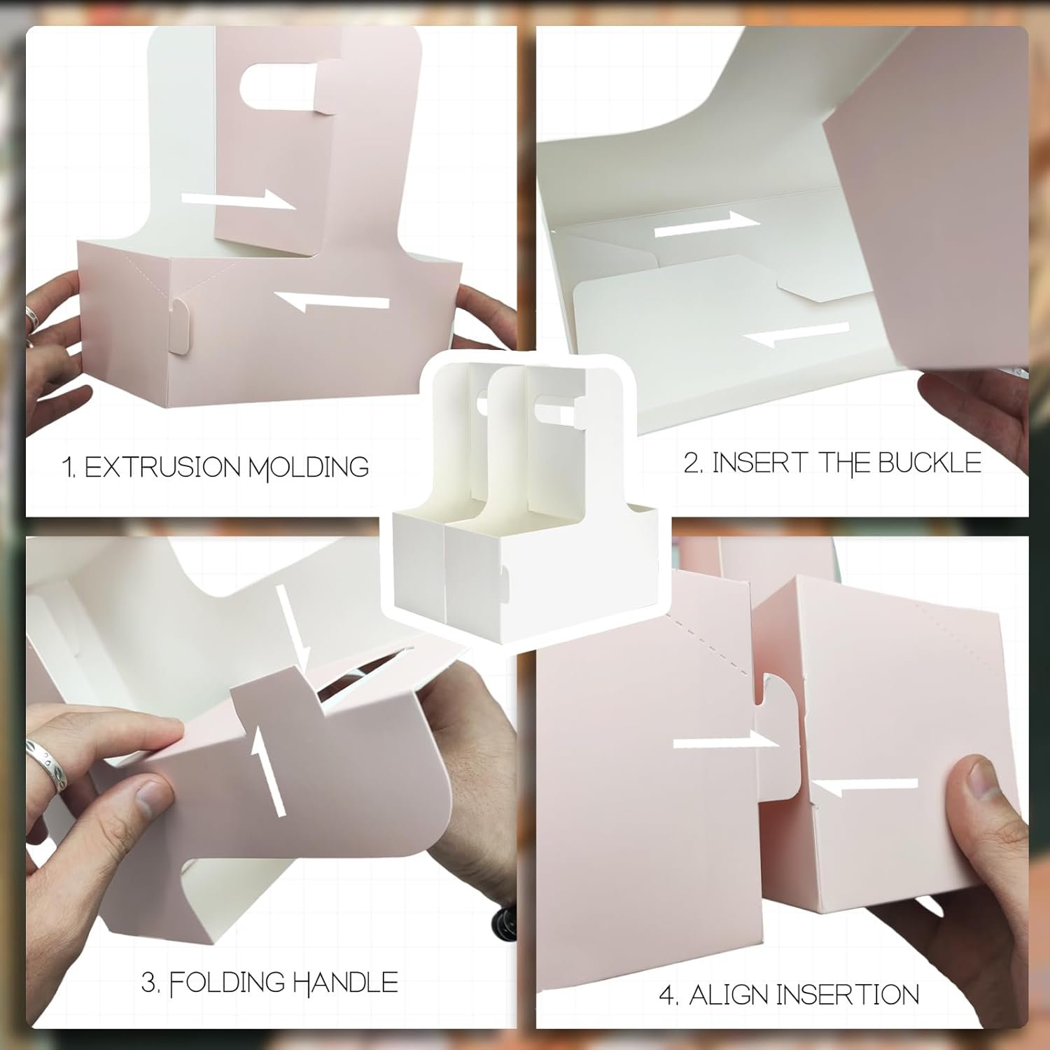 Großhandel 2 Cup Disposable Drink Carrier mit Griff 15 Stück, Papierbecherträger in Pink, Hersteller von praktikablen Cup-Carriern für heiße oder kalte Getränke, OEM für Food Delivery und Take Out Cup Carriers.