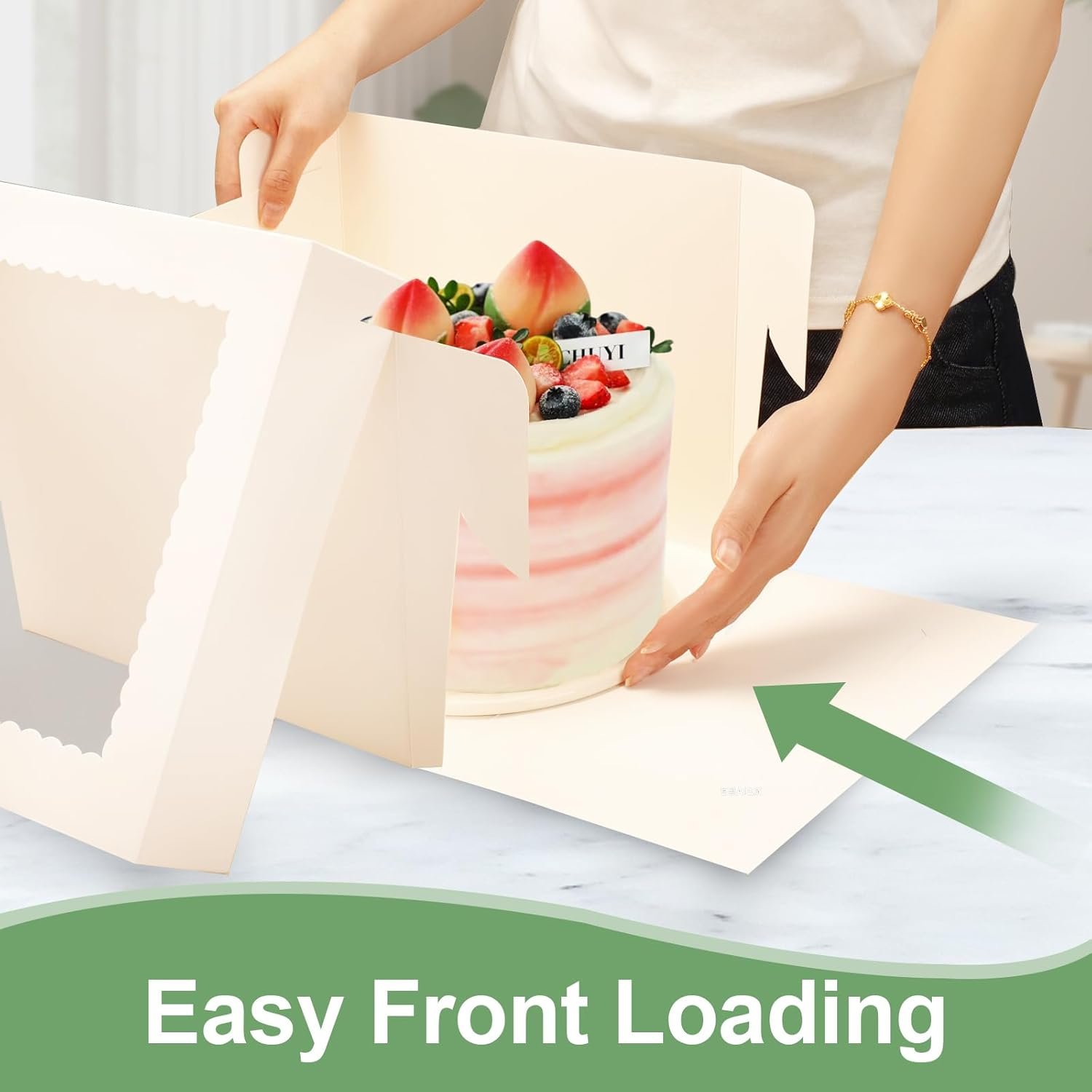 Individuelles Logo auf 2er Pack Kuchenboxen, 12x12x8 Zoll hohe Kuchenbox mit Kuchenböden, weiße Bäckerei-Boxen mit großem Fenster, Einweg-Transportbehälter für Kuchen mit Deckel, für Cookies, Pies, Hochzeiten, Geburtstagsfeiern, Hersteller.