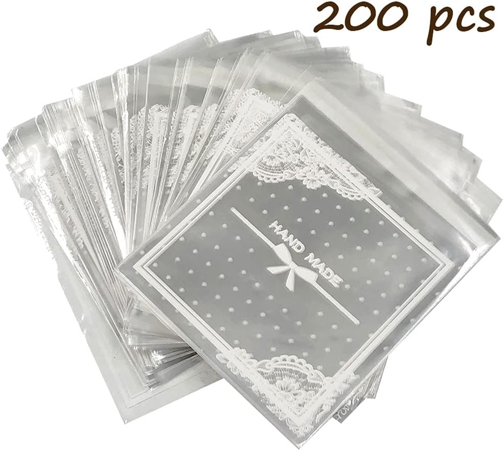 Großhandel 200 Stück klare Spitzen Schleifen selbstklebende Treat Bags – elegante Cellophan-Taschen für Cookies und Süßigkeiten, OEM für Backwaren, Hochzeiten und Partygeschenke