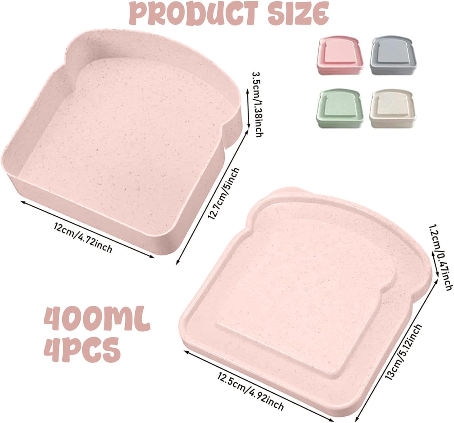 Großhandel 4 Toastform Sandwichboxen 14Oz wiederverwendbare Brotdosen für Erwachsene mit individuellem Logo, Hersteller für Mikrowellenheizung und Gefrieraufbewahrung.