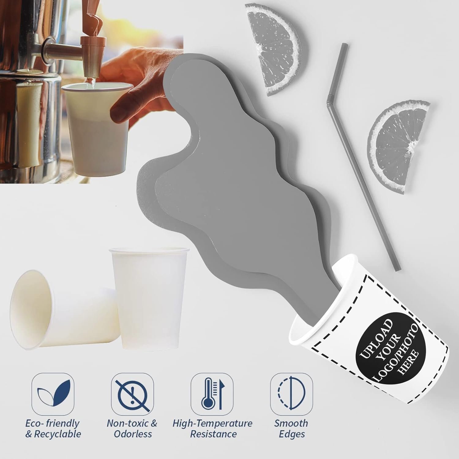 Großhandel 50er Pack individuelle Papierbecher, 8oz individuelle Einwegbecher mit Foto/Logo/Text für Firmen, Büros, Cafés, Partys und Hochzeiten, Hersteller für maßgeschneiderte Lösungen, Eigenmarke verfügbar