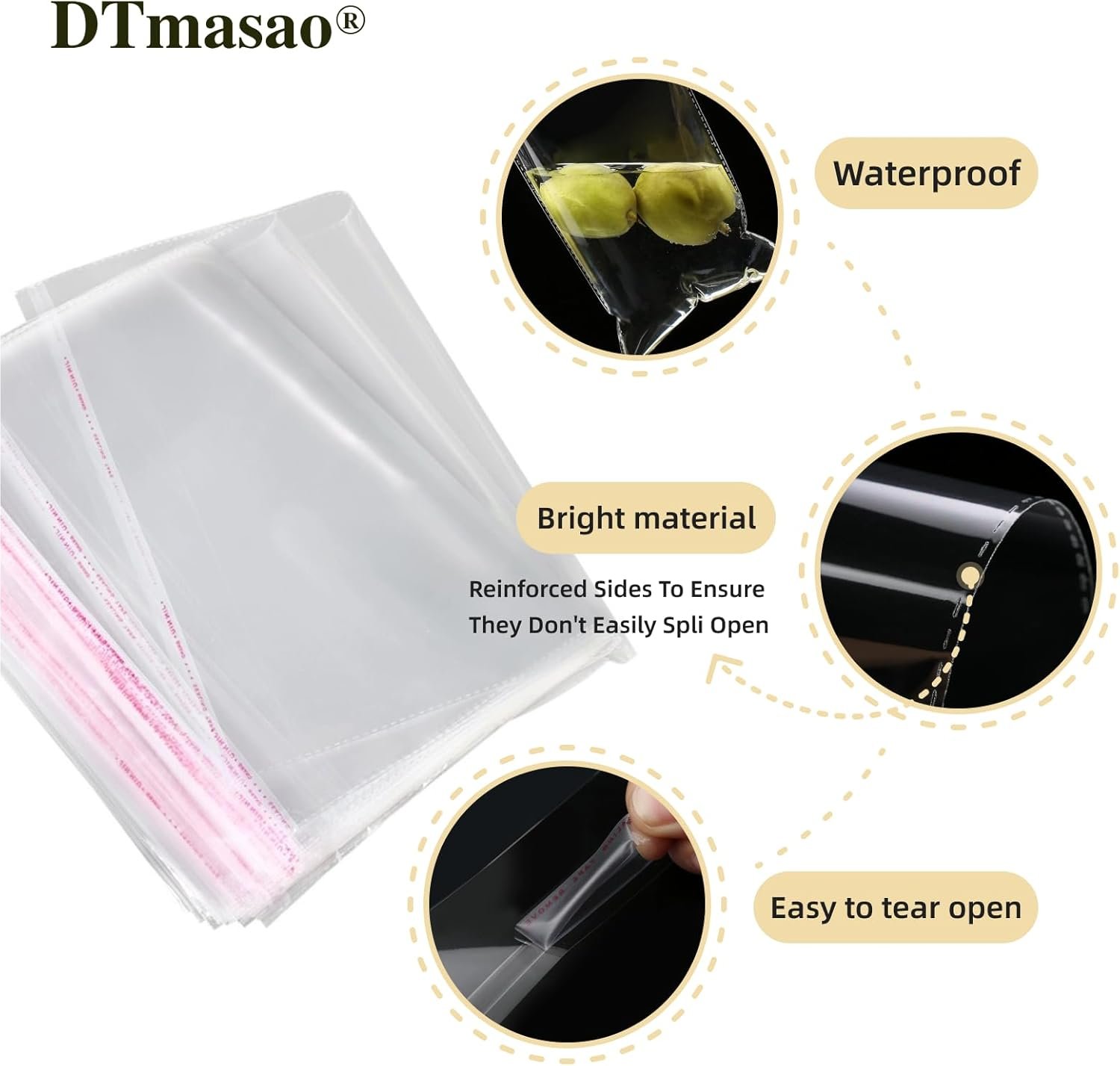 Großhandel 100 Stück klare, selbstverschließbare Zellophanbeutel 4x6 Zoll für die Verpackung von Cookies, Geschenken, Überraschungen und Süßigkeiten, Hersteller, individuelles Logo