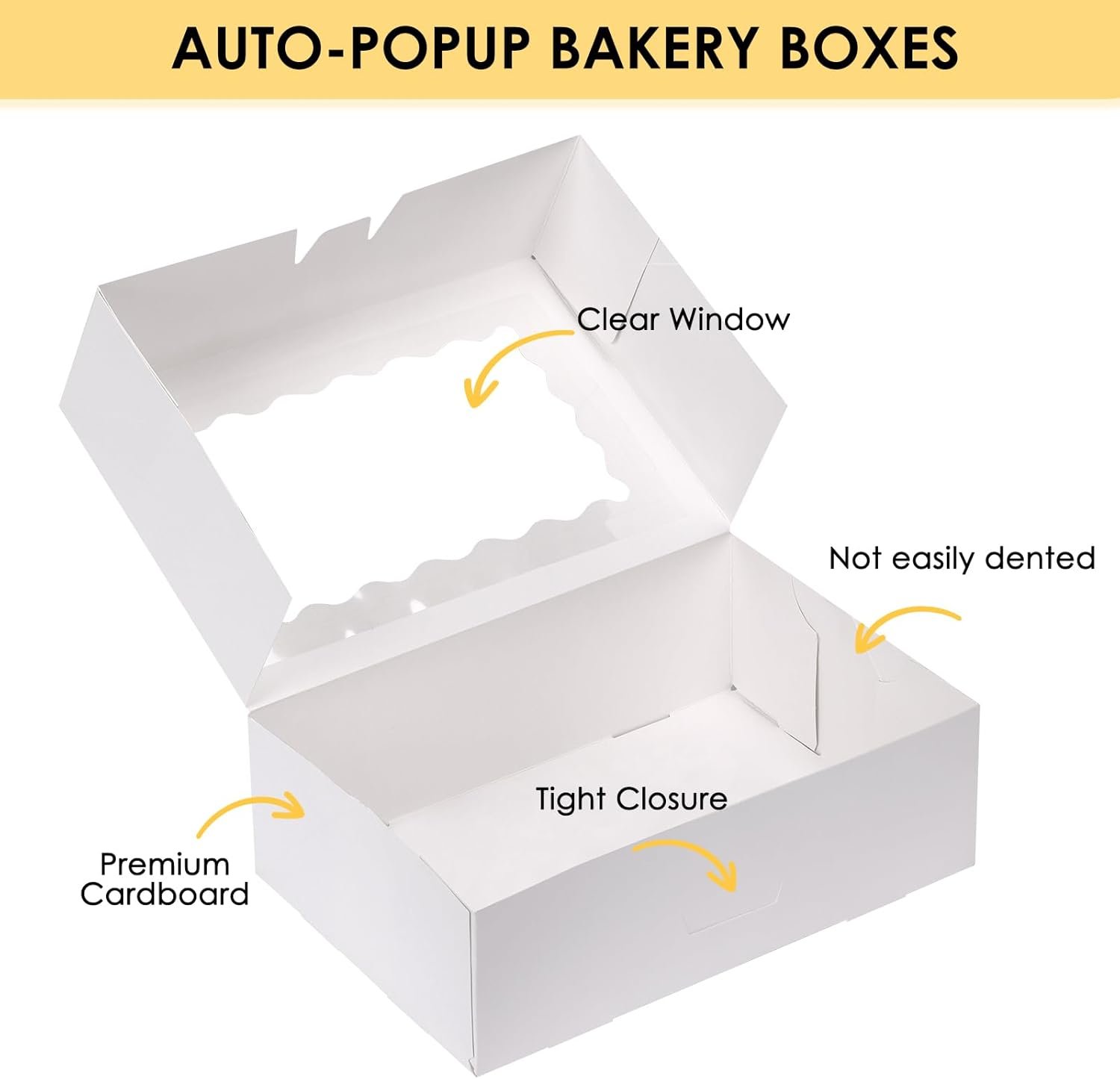 Großhandel 28 Stück Kuchenboxen mit Fenster, 9x6x3 Zoll, weiße Bäckereiboxen zur Aufbewahrung von Süßigkeiten, Muffins und Donuts mit individuellem Logo, vom Hersteller geliefert, für Bulk-Bestellungen geeignet.