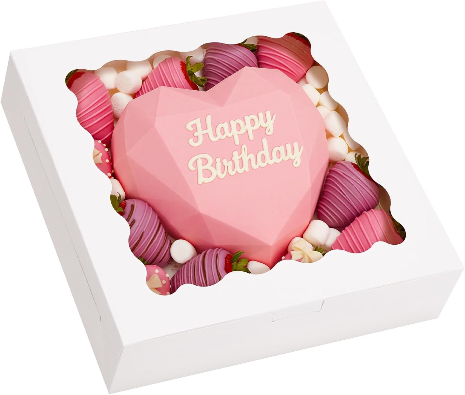 Großhandel 70 Stück weiße Kuchenboxen 10x10x2,5 mit Fenster, Cookie-Boxen für Torten, Treat-Boxen für Desserts, Muffins und Donuts, individueller Logo-Service von einem zuverlässigen Lieferanten.