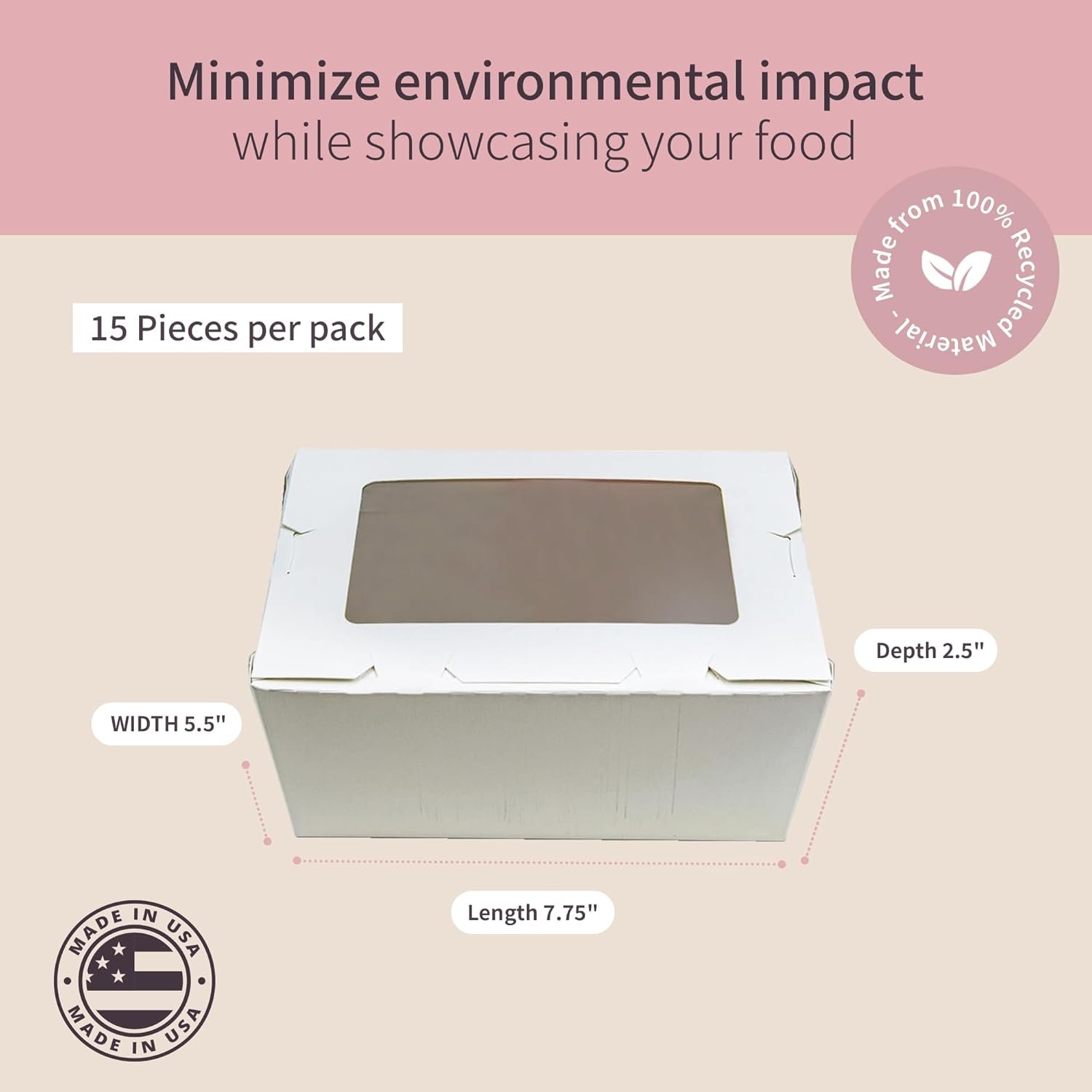 Individuelles Logo für umweltfreundliche, disposable Pappe Take-Out Kartons mit Fenster, ideal für Bäckerei-Boxen und Mittagessen, 7 3⁄4” x 5 1⁄2” x 2 1⁄2“, 15er-Pack, hergestellt von zuverlässigem Lieferant.