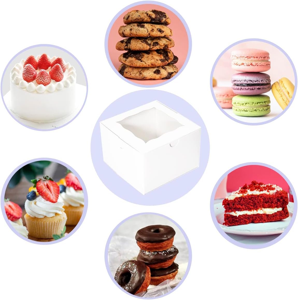 Großhandel Premium Weiß Kuchenboxen 5x5x3,5 Zoll [50 Pack] für Mini Bundt-Kuchen und individuelle Käsekuchen, individuelles Logo, Hersteller für Verpackungen in Großmenge