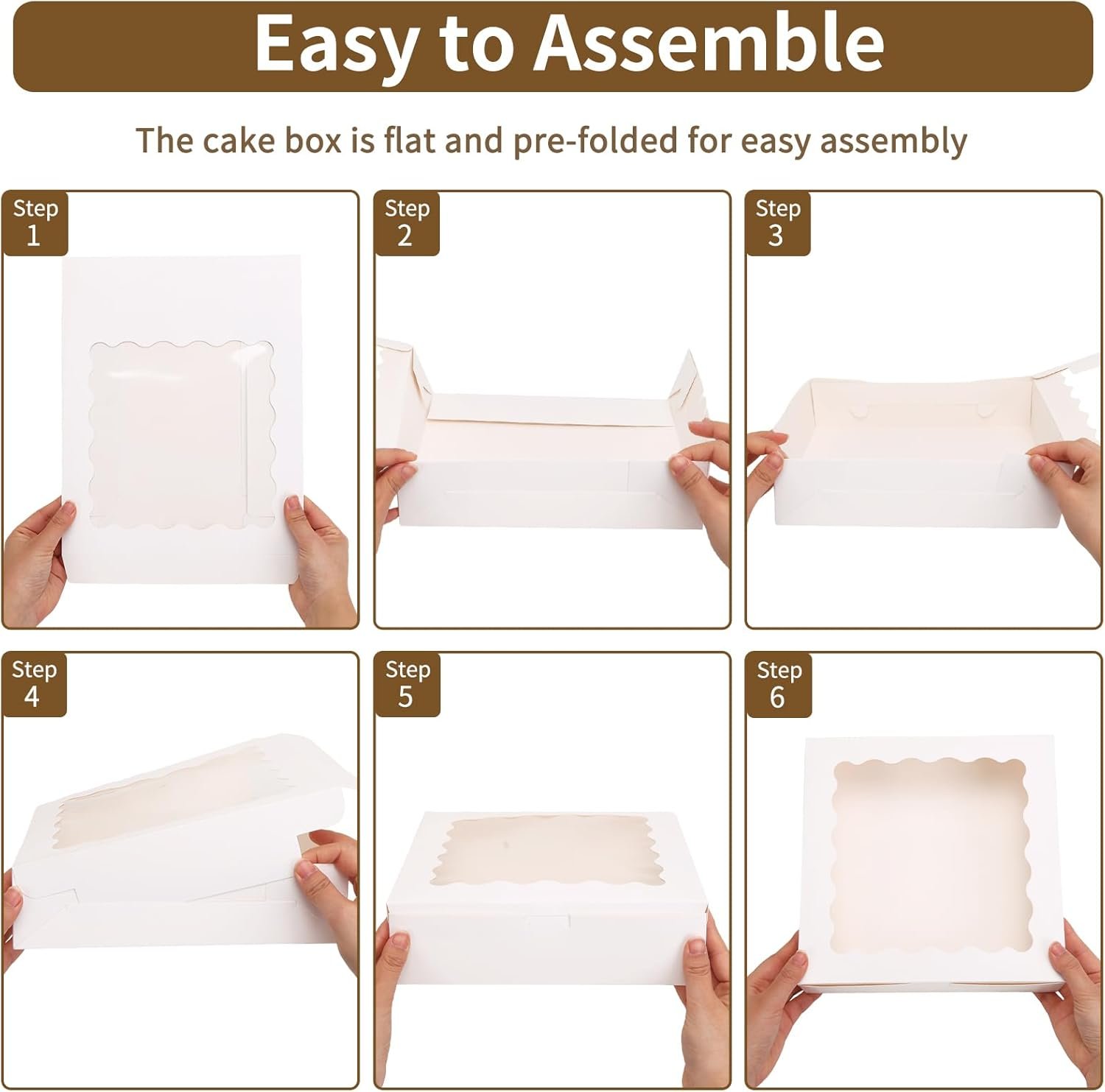 Großhandel 70 Stück weiße Kuchenboxen 10x10x2,5 mit Fenster, Cookie-Boxen für Torten, Treat-Boxen für Desserts, Muffins und Donuts, individueller Logo-Service von einem zuverlässigen Lieferanten.