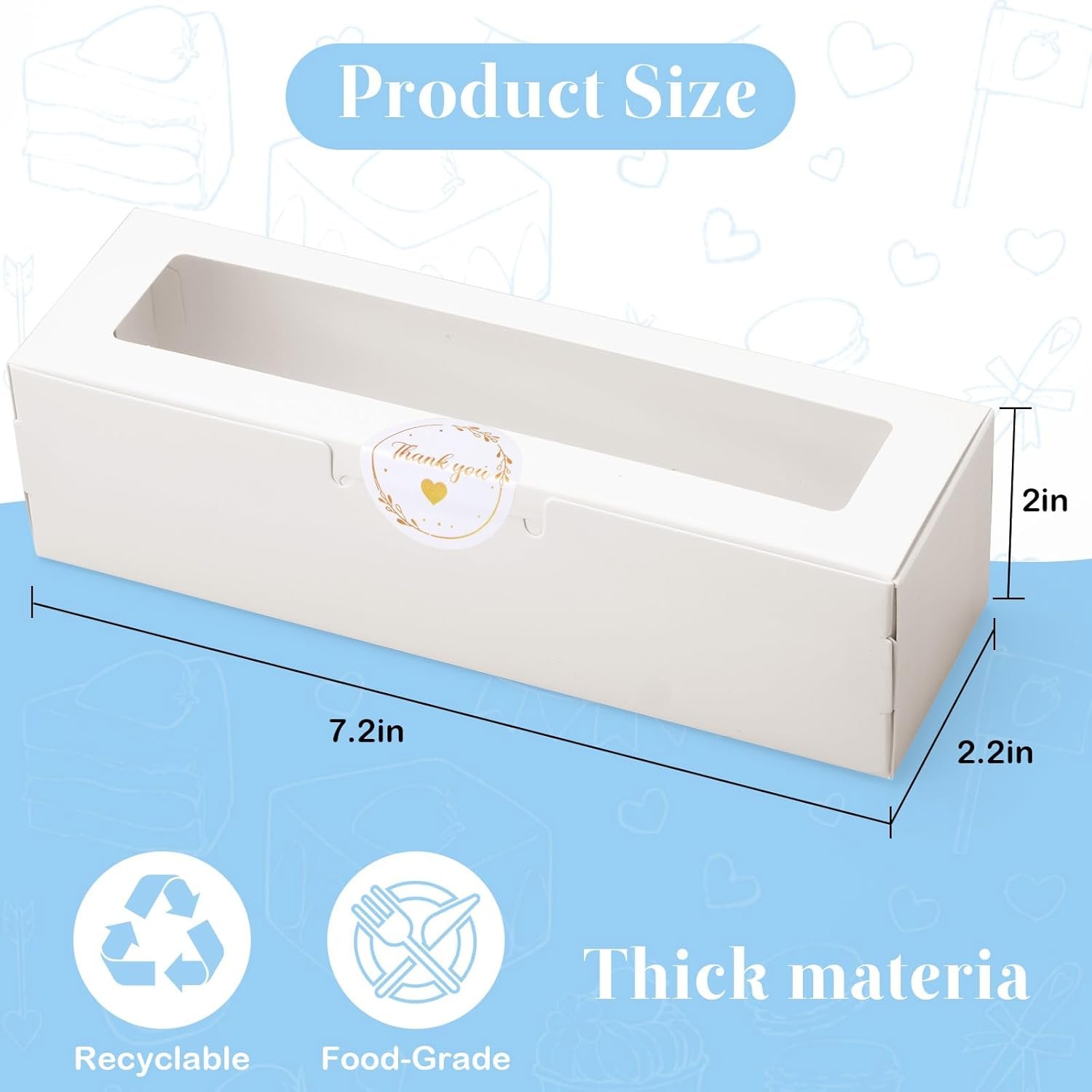 Großhandel 20er Pack Macaronboxen mit Fenster - 7,3x2x2 in Verpackungsbehältern für 6-8 Stück, kleine Keks-, Süßigkeits- und Trüffelboxen für Geschenke, individuell bedruckbar, direkt vom Hersteller