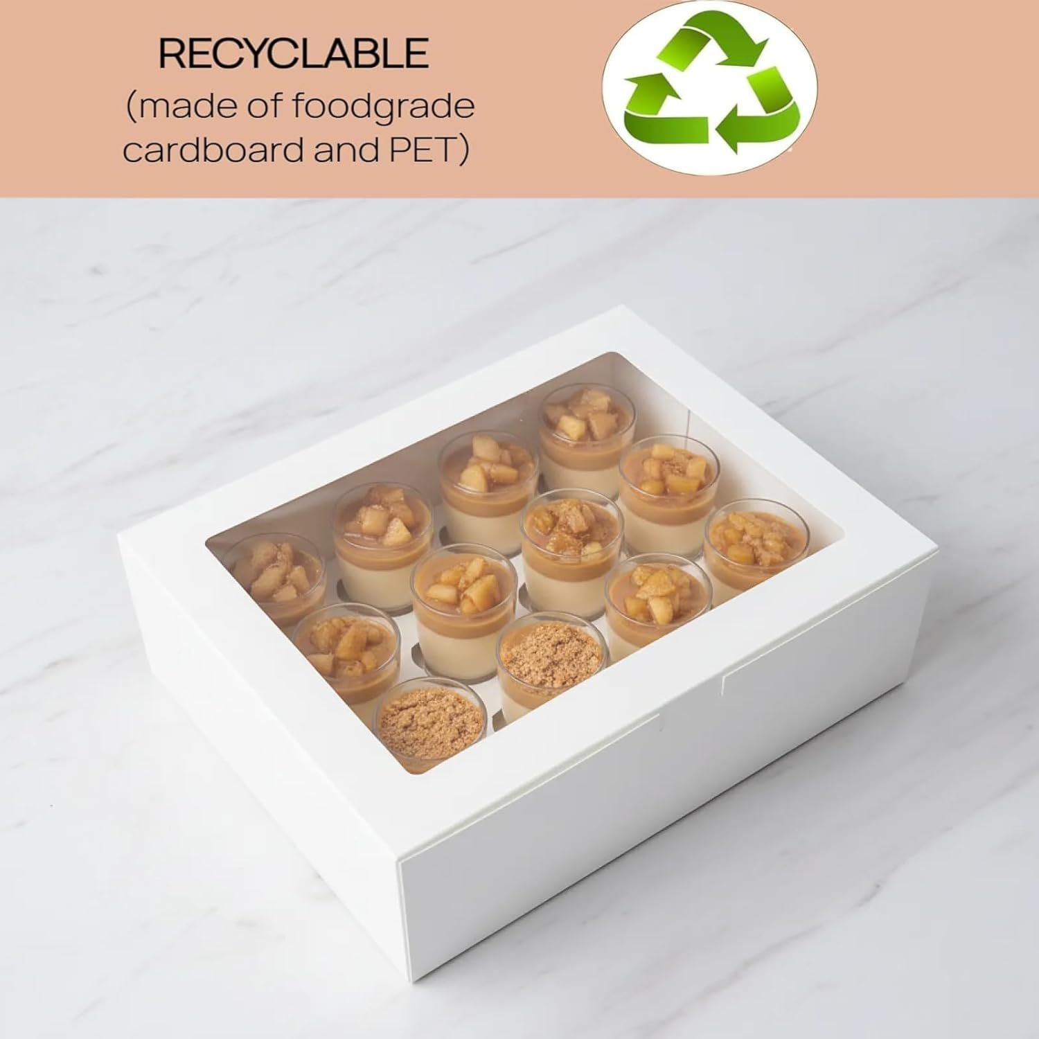 Großhandel Dessert Shooter Boxen, 6er-Pack, Fassungsvermögen 12 Stück 5 oz Dessert Shooter, ein Hersteller von hochwertigen Lebensmittel-Transportbehältern mit individuellem Logo.