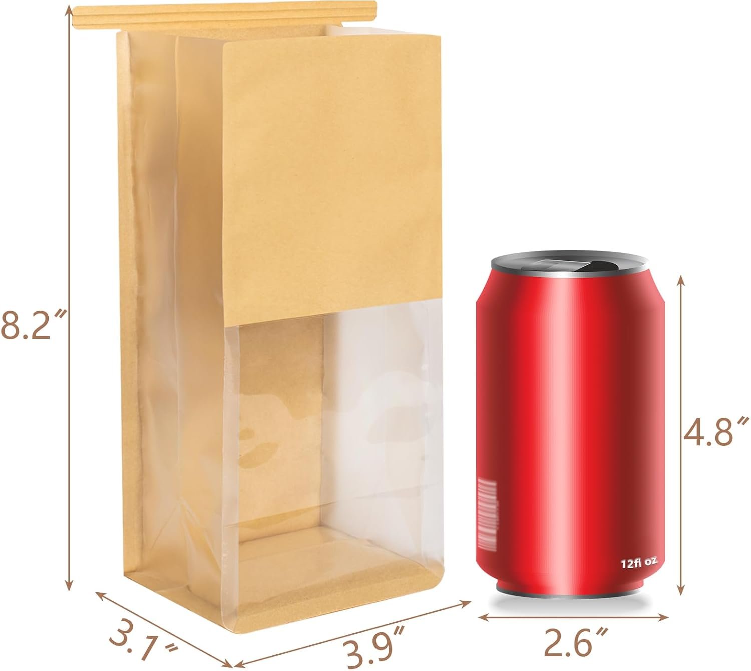 Großhandel 50 Pack Doypack Cookie Tüten mit Fenster 8,2x3,9x3,1 Zoll, resealable Backwaren-Taschen mit Zeltverschluss für Muffins, Granola, Süßigkeiten, Scones, Brownies, Individuelles Logo und 50 Dankeskarten enthalten, Hersteller für Papierverpackungen.