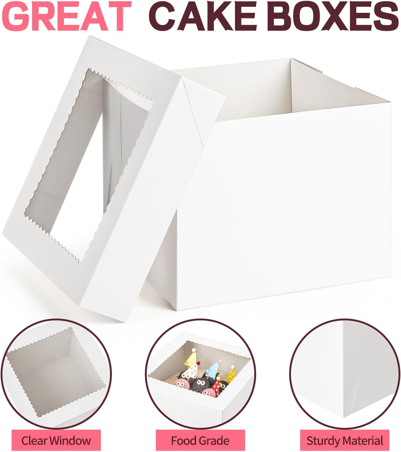 Großhandel 2er Set Tortenboxen 10 x 10 x 8 Zoll, Einweg-Tortenbehälter mit Lids und Fenster, individuell gestaltbar mit eigenem Logo für Hochzeit, Geburtstag, Party, hergestellt von einem zuverlässigen Lieferanten. Großhandel 2er Set Tortenboxen 10 x 10 x 8 Zoll, Einweg-Tortenbehälter mit Lids und Fenster, individuell gestaltbar mit eigenem Logo für Hochzeit, Geburtstag, Party, hergestellt von einem zuverlässigen Lieferanten.