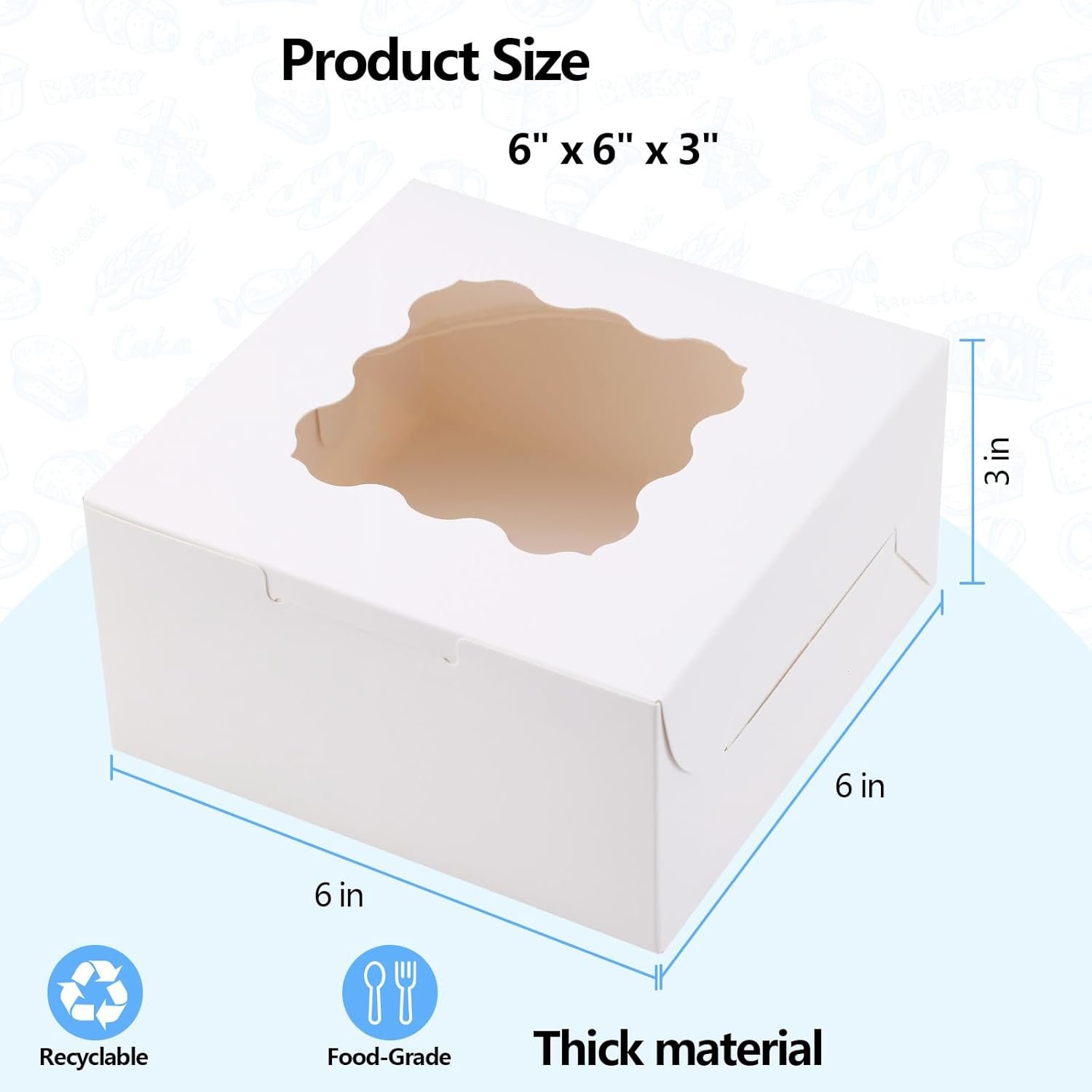 Großhandels-Angebot: 20 Stück weiße Cookie-Boxen mit Fenster, 6x6x3 Zoll, inklusive individuellem Logo für Desserts, Süßigkeiten, Trüffel, gefertigt in einer modernen Fabrik.