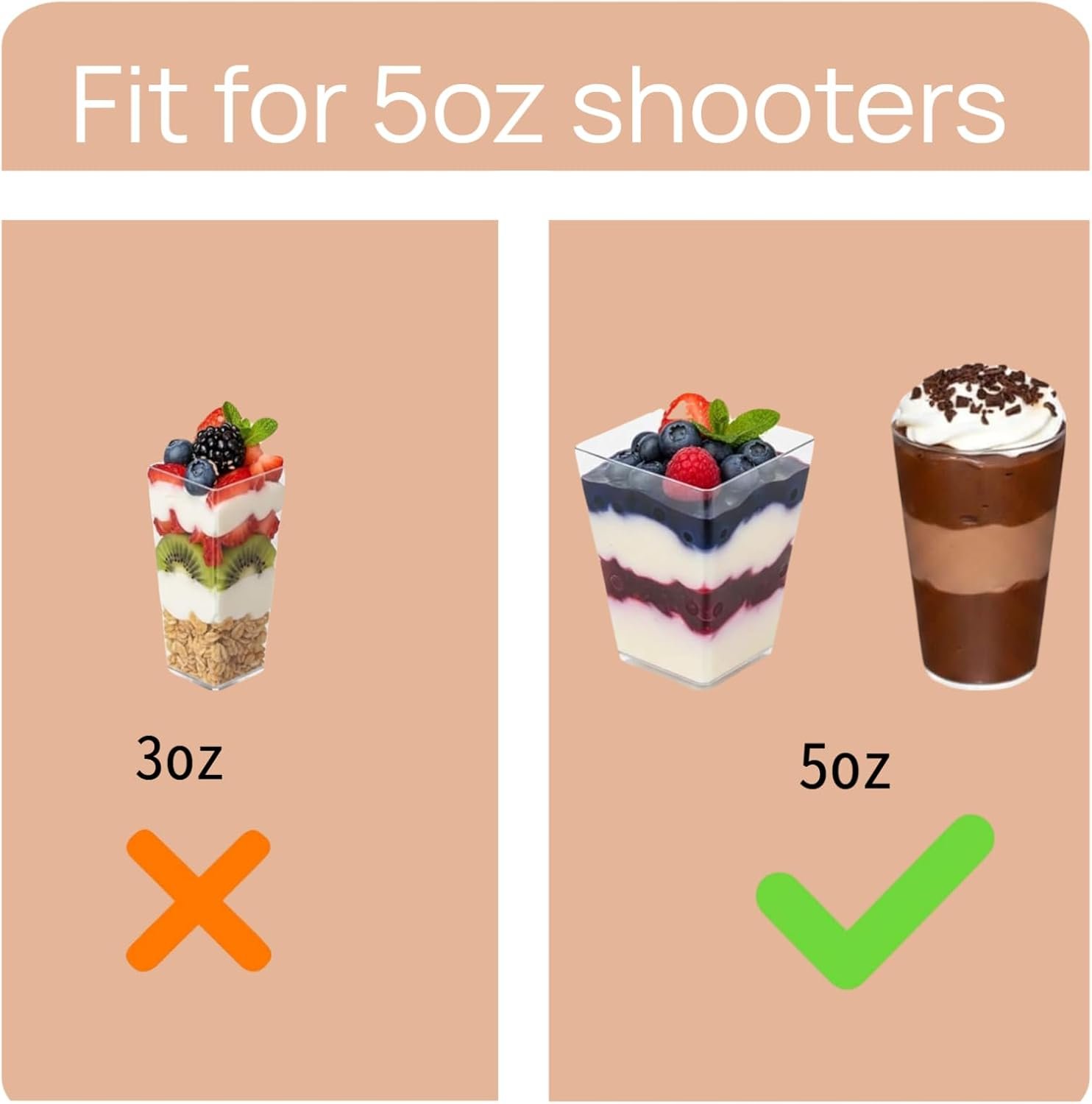 Großhandel Dessert Shooter Boxen, 6er-Pack, Fassungsvermögen 12 Stück 5 oz Dessert Shooter, ein Hersteller von hochwertigen Lebensmittel-Transportbehältern mit individuellem Logo.