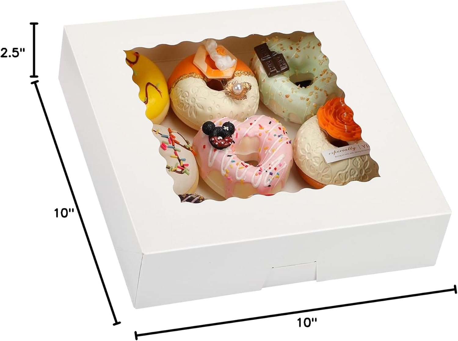 Großhandel 24 Stück Auto-Popup Kuchenboxen 10x10x2,5 Zoll für Cookies, mit individuellem Logo, Schokoladenüberzogene Erdbeeren, Torten, Donuts, Muffins von Ihrem Hersteller.