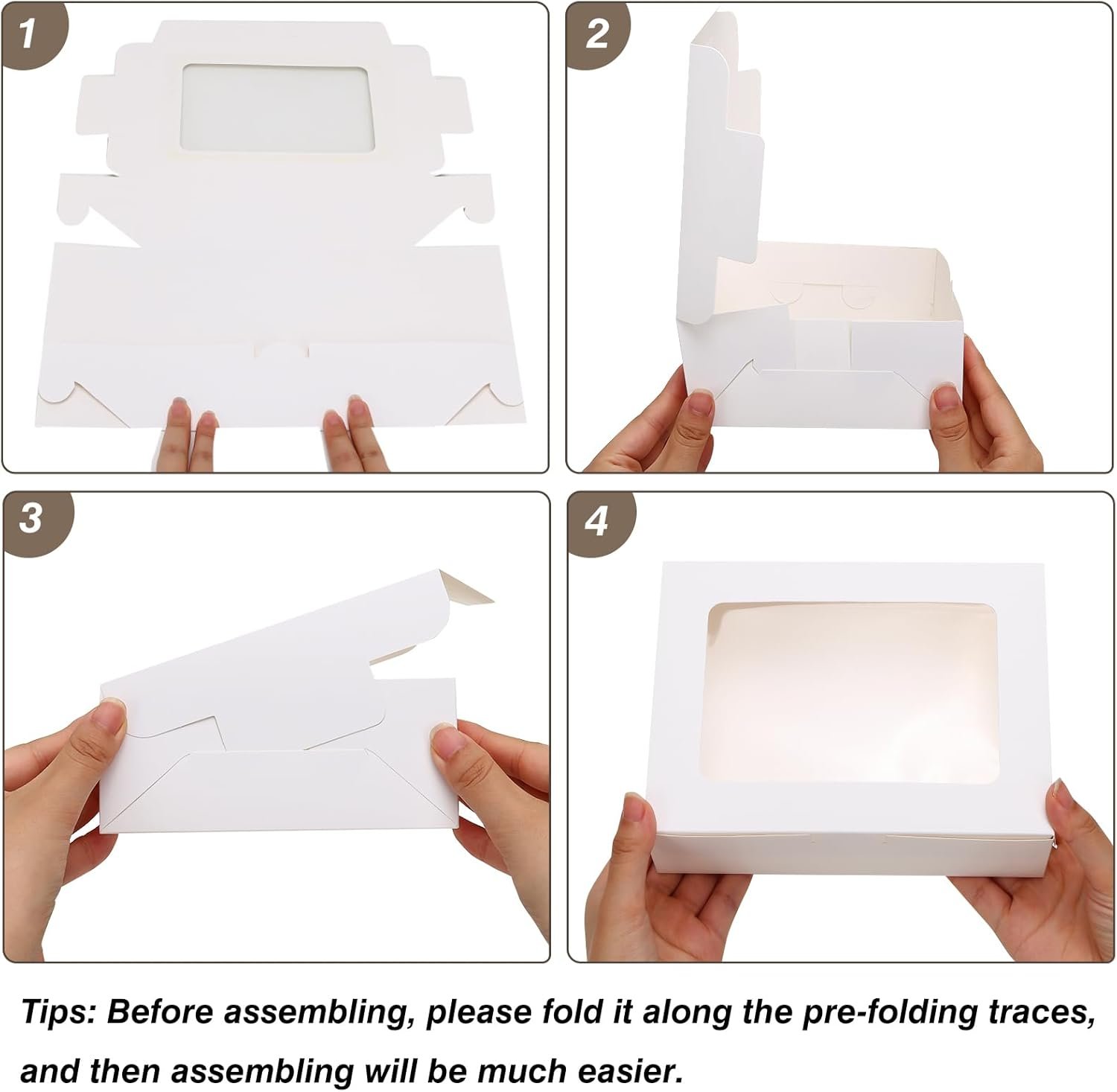 Großhandel 12 Stück 8x6x2,5 Zoll Backschachteln mit Fenster für Kekse, Schokolade, Erdbeeren, Donuts, Cupcakes und Muffins - Individuelles Logo, Hersteller für hochwertige Verpackungen