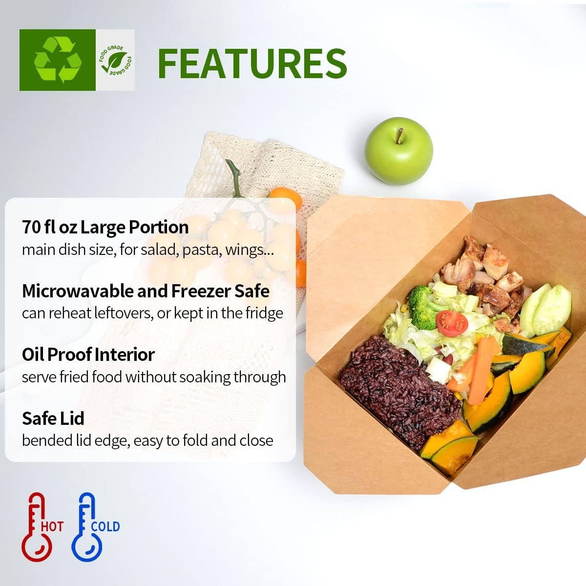 Individuelles Logo 50 Pack 70 oz große Take Out Lebensmittelbehälter - mikrowellengeeignete Kraftpapier To Go Box #3 - Papier Lunch Box Karton Take Out Box für Restaurant, Haushalt, Party vom Lieferant.