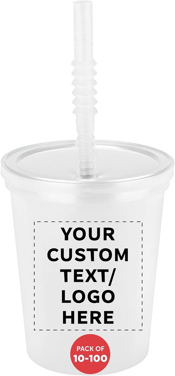 Großhandel individuell bedruckte Kunststoffbecher mit Deckel und Strohhalm 16 oz. Set von 10/50/100, perfekt für Sommer, Sportveranstaltungen, Geburtstage, Hochzeiten, Picknicks, Strand, Feiern - Hersteller für Bulk-Waren in klar.