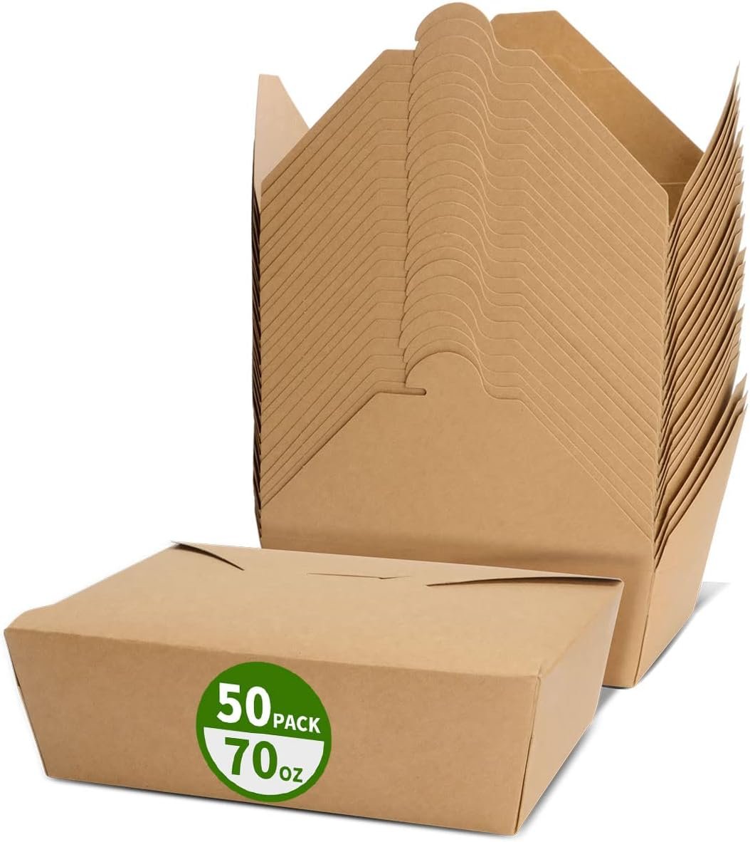 Individuelles Logo 50 Pack 70 oz große Take Out Lebensmittelbehälter - mikrowellengeeignete Kraftpapier To Go Box #3 - Papier Lunch Box Karton Take Out Box für Restaurant, Haushalt, Party vom Lieferant.