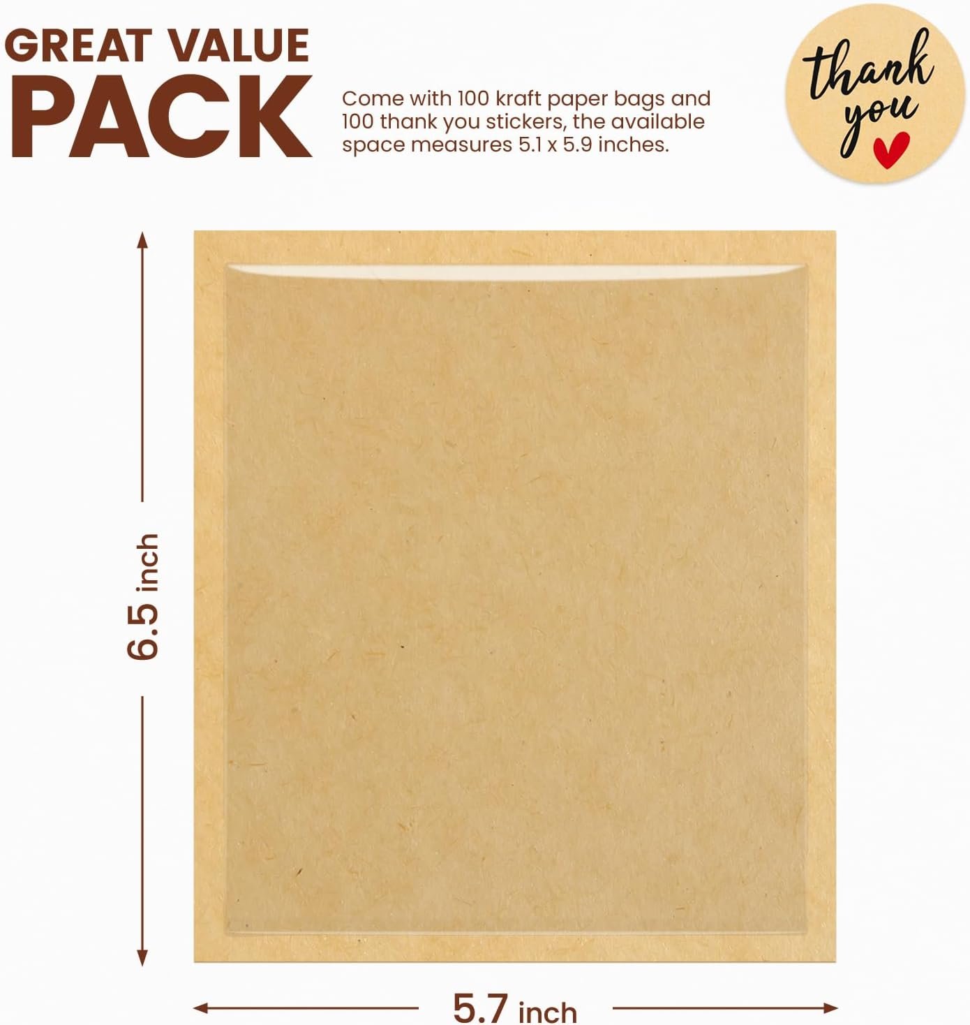 Individuelles Logo für 100 Stück Cookie-Verpackungsbeutel mit Siegel, 5,7x6,5 Zoll Papier-Bäckereitaschen mit Fenster, hitzeneilbar und fettdicht für Mitnahme, Backverkauf, Donuts, Kuchenschnitten, Scones, Brownies, Hersteller.