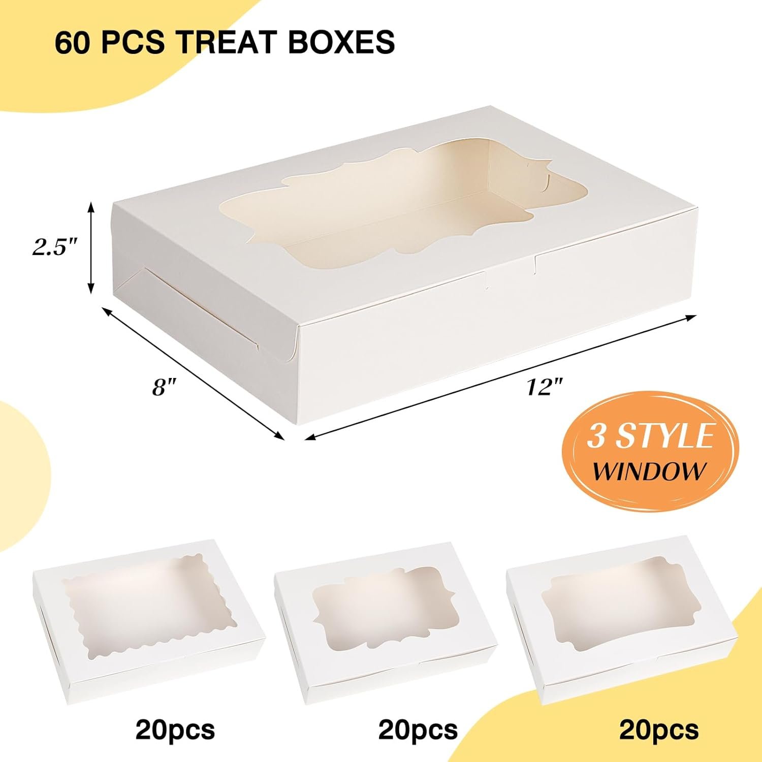 Großhandel Cookie Boxen 60 Stück 12x8x2,5 Zoll, Treat Container mit Fenster für Süßigkeiten, Schokolade, Erdbeeren, Kuchen, Muffins, Donuts, Individuelles Logo, Hersteller.