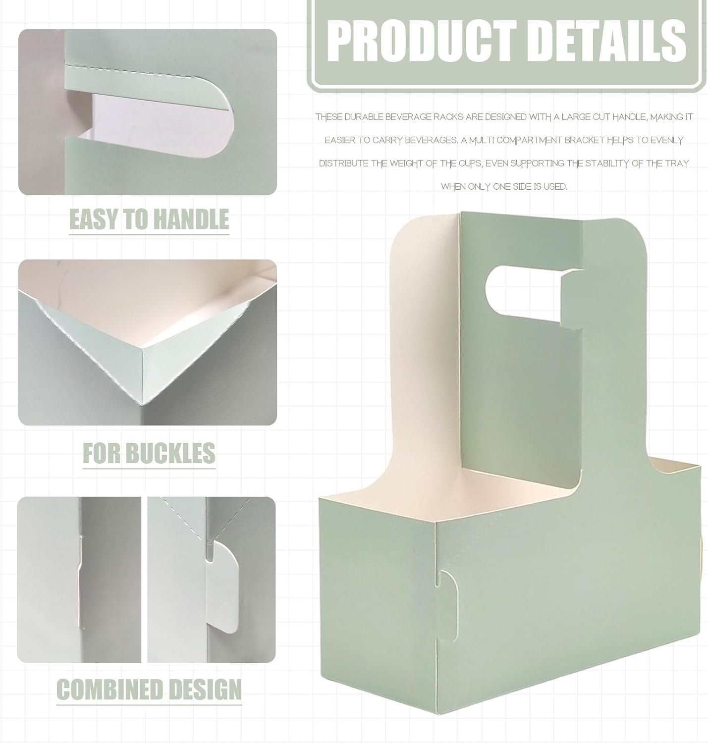 Großhandel 2 Cup Träger für Getränke mit Griff, 15 Stück, grüner Pappbecherhalter, ideal für heiße und kalte Getränke, geeignete Lösung für die Lebensmittelanlieferung, OEM erhältlich.