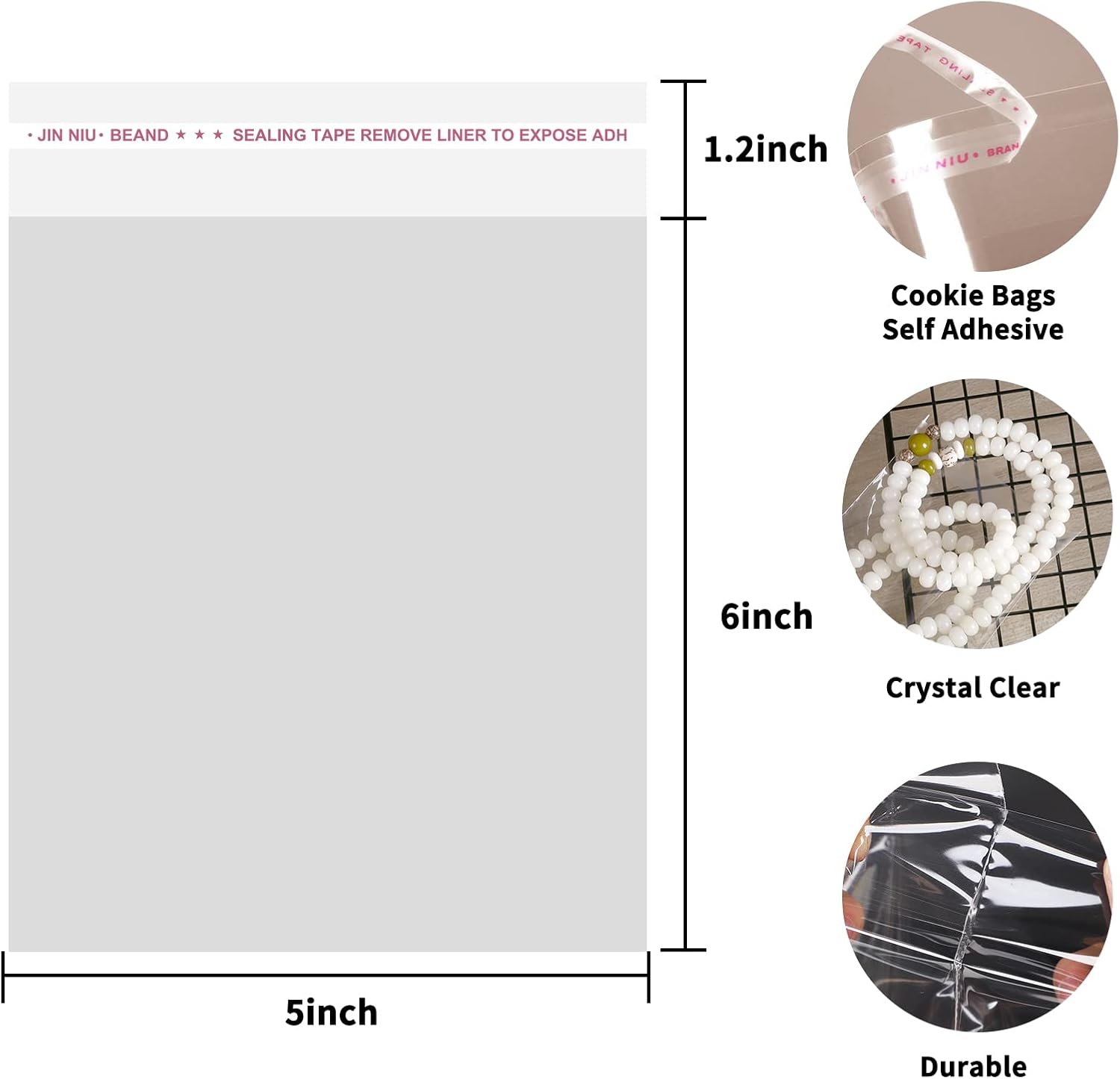 Großhandel 200 Stück 5x6 Zoll klare selbstklebende Cellophanbeutel für die Verpackung von Keksen, individuelles Logo für Geschenk- und Süßigkeitenverpackungen, OEM Lieferung von zuverlässigen Herstellern