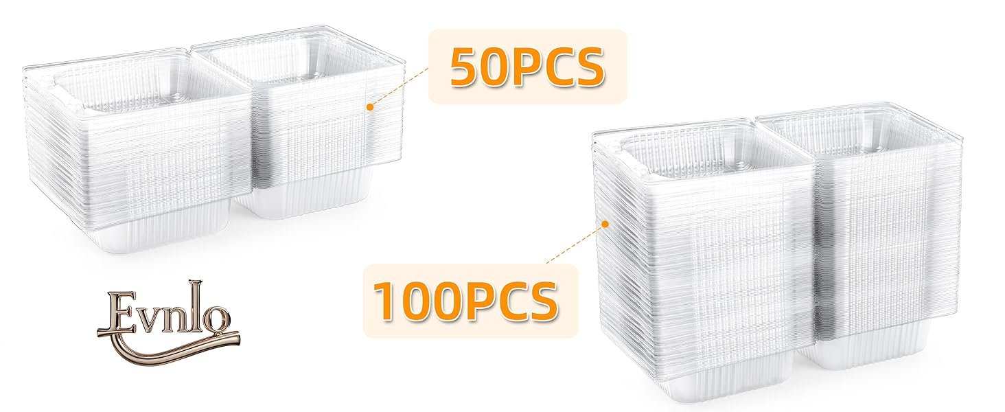 Individuelles Logo für 100 klare Kunststoffbehälter mit Deckel, verstärkte Einweg-Sandwich-Container Clamshell-Boxen für Kuchenstücke, Desserts, Hamburger, Salate, Gebäck, Früchte, Takeout-Tray von unserem zuverlässigen Hersteller.