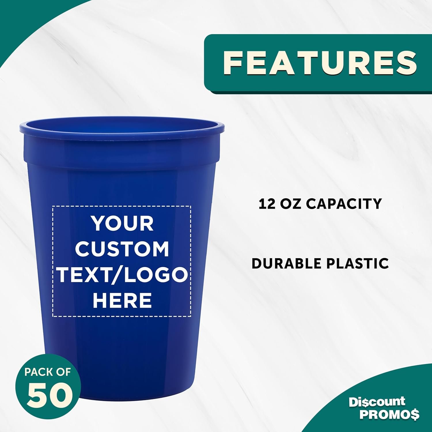 Großhandel Individuelles Logo - Set aus 50 biologisch abbaubaren 12 oz Kunststoffbechern - Perfekt für Sommer, Sportveranstaltungen, Geburtstagsfeiern, Hochzeiten, Picknicks, Strand und Partys - Hersteller Bulk Pack