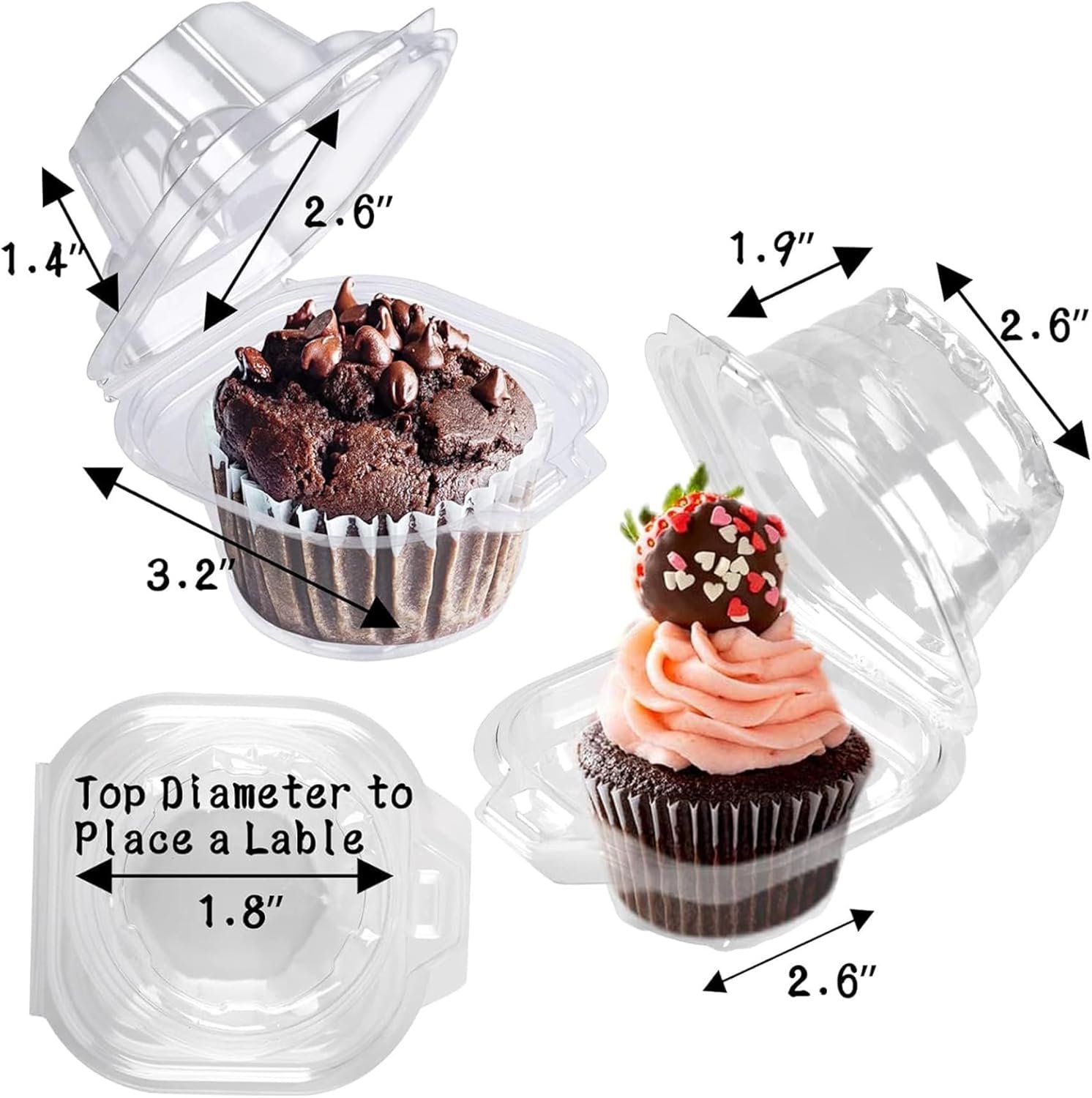 Großhandel 50er Pack individuelle Cupcake Behälter tiefe Kuppel Kunststoff Cupcake Träger OEM Hersteller