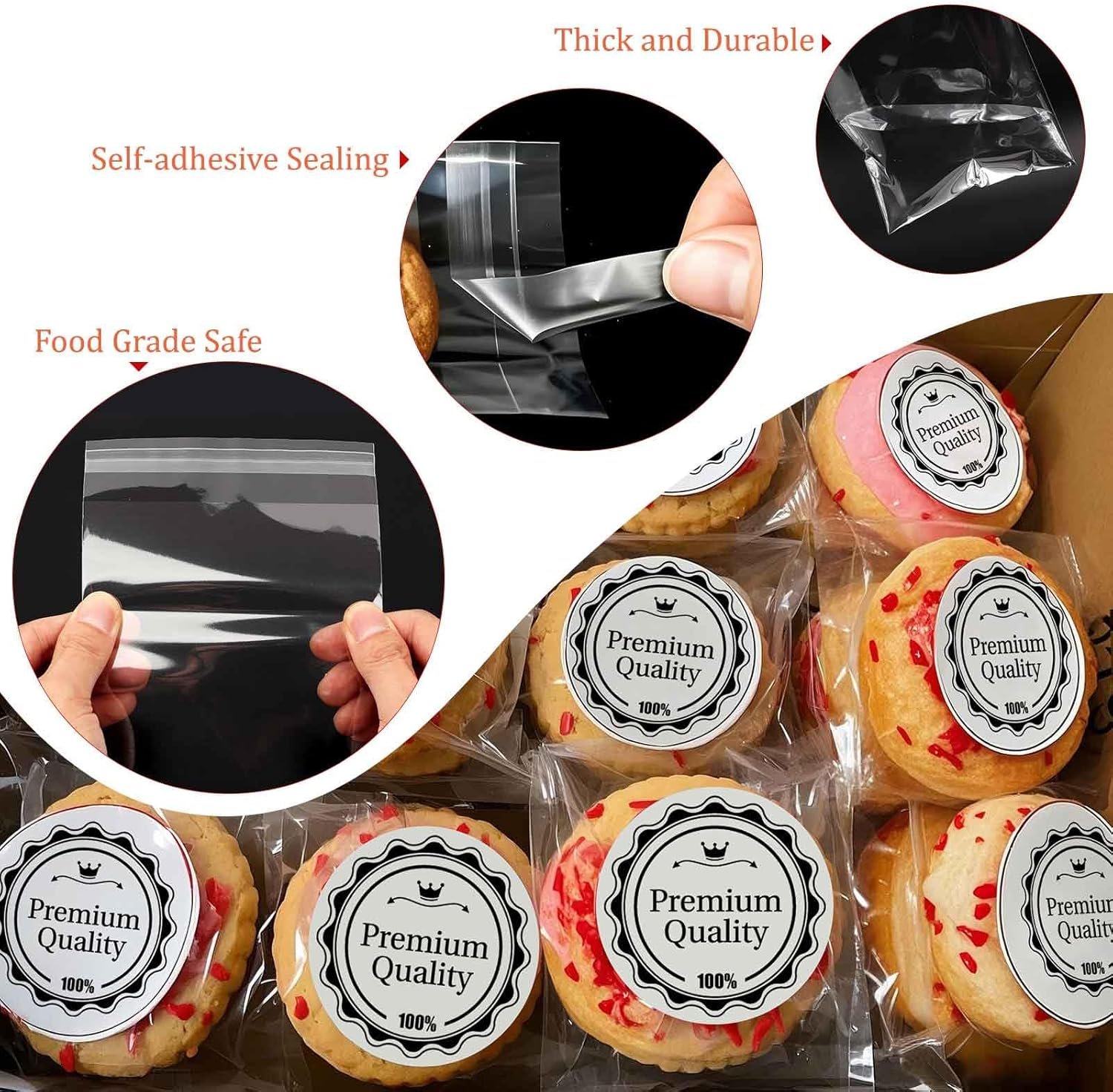 Großhandel 300 Stück klare Cellophane Tüten für Kekse, selbstverschließend, 4x6