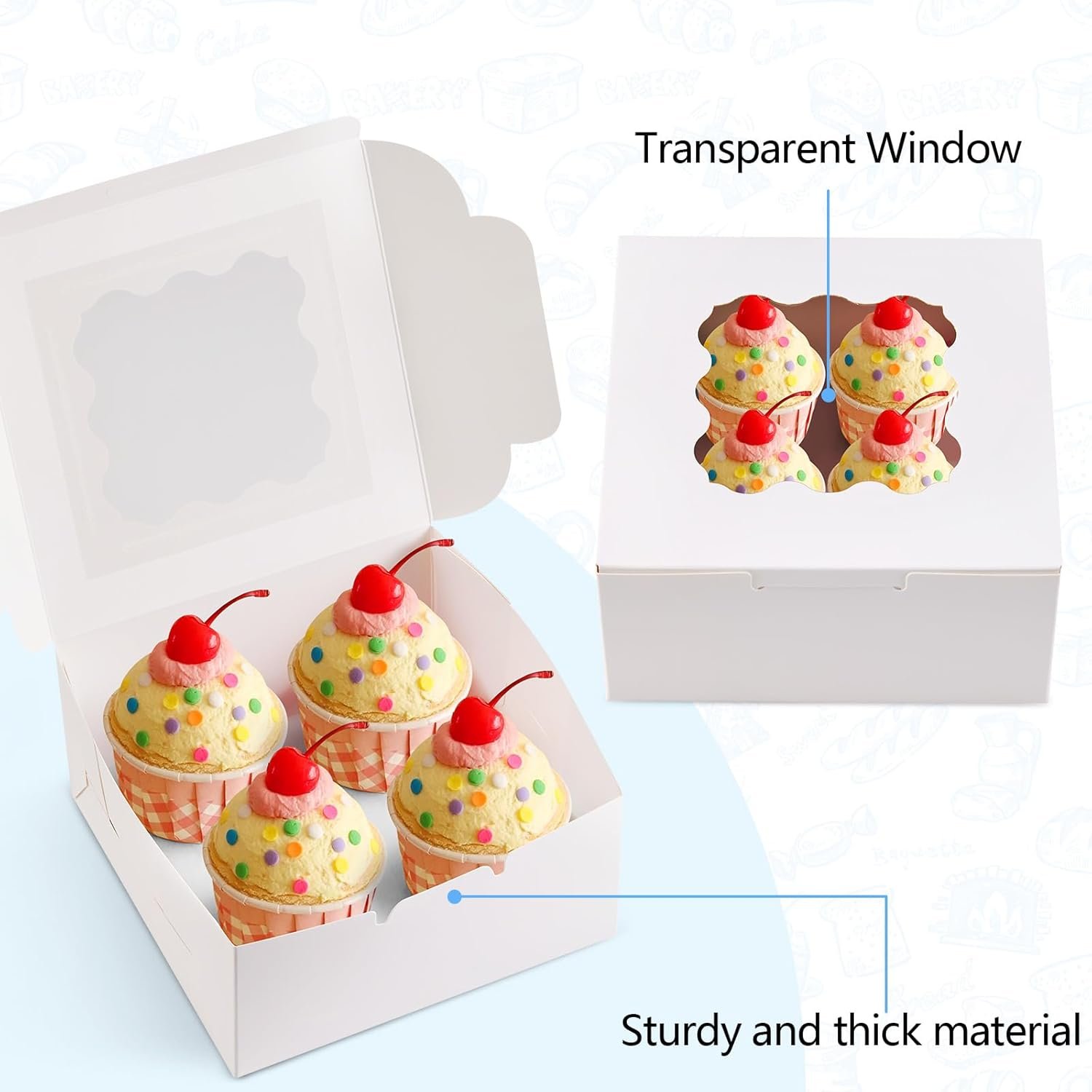 Großhandels-Angebot: 20 Stück weiße Cookie-Boxen mit Fenster, 6x6x3 Zoll, inklusive individuellem Logo für Desserts, Süßigkeiten, Trüffel, gefertigt in einer modernen Fabrik.