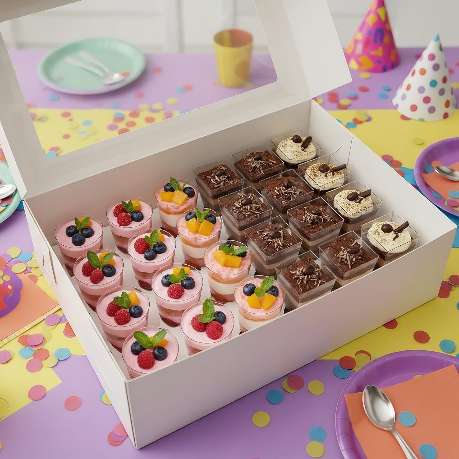 Großhandel Dessert Shooter Boxen, 6-Pack, für 24 Stück 3 oz Dessert Shooter, induviduelles Logo, hochwertige Lebensmittel-Transportbehälter, Hersteller