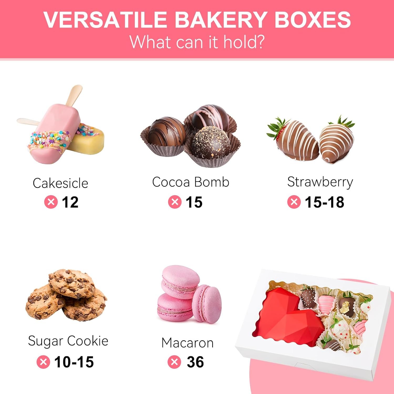 Großhandel 20 Stück Pastry Boxen mit Fenster 12 x 8 x 2,5 Zoll, individuelle Logo Druckmöglichkeiten, ideal für Cookies, Muffins und Donuts, OEM für bulk Bestellungen