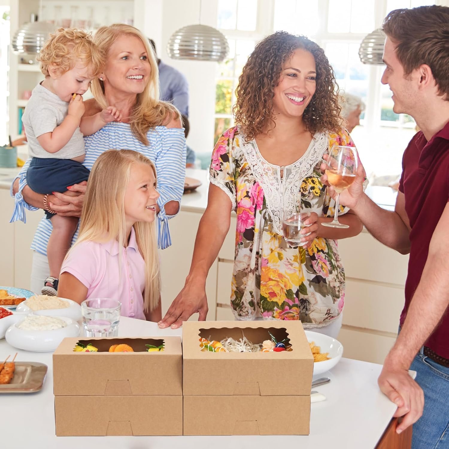 Großhandel 28 Stück Keksboxen mit Fenster, 9x6x3 Zoll braune Bäckereiboxen für Pralinen, Muffins, Donuts, Individuelles Logo für Ihre Eigenmarke, ideal für Bulk-Bestellungen.